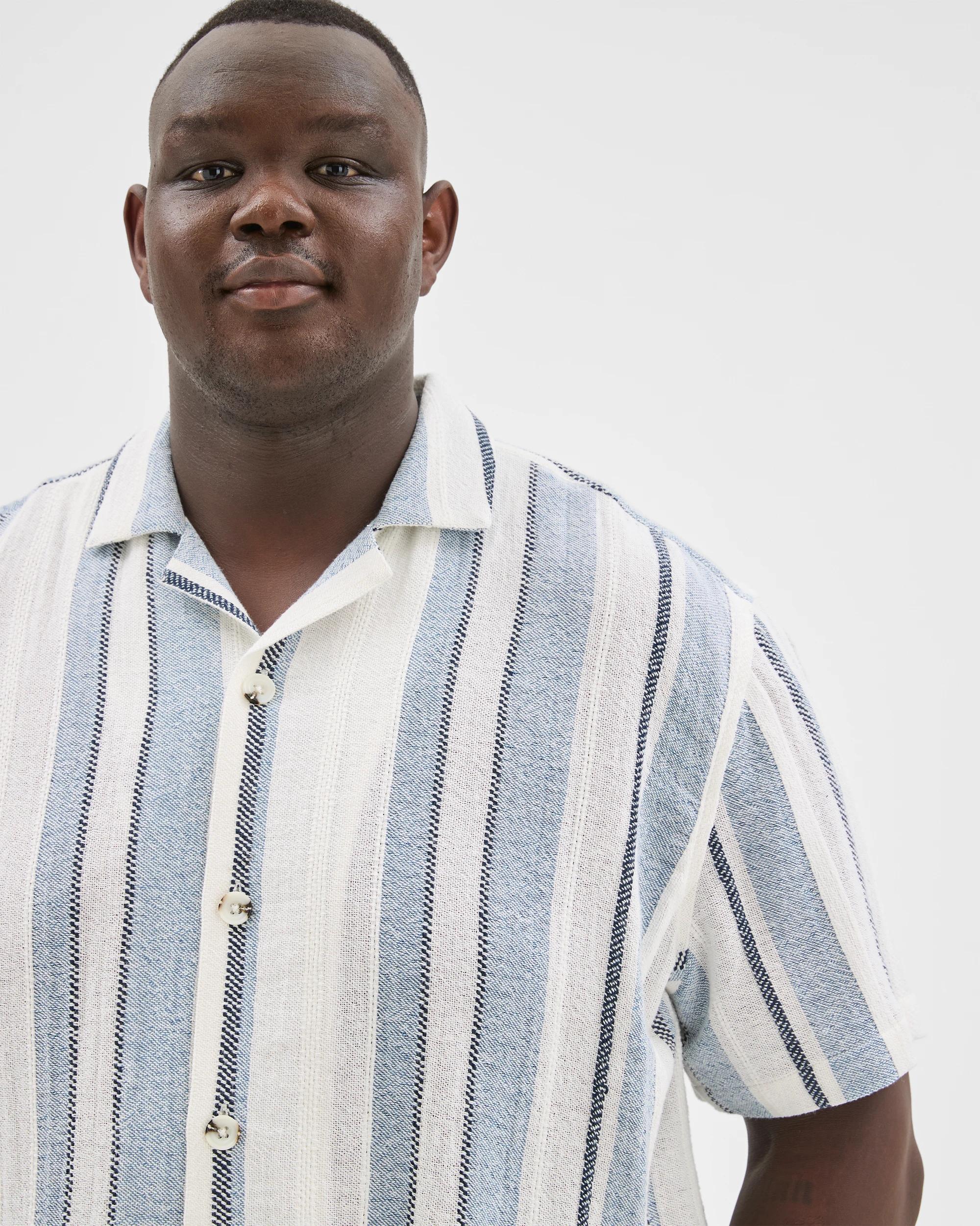 2 Target Man Plus Size Short Sleeve Textured Shirt BLUE, 2 of 7
