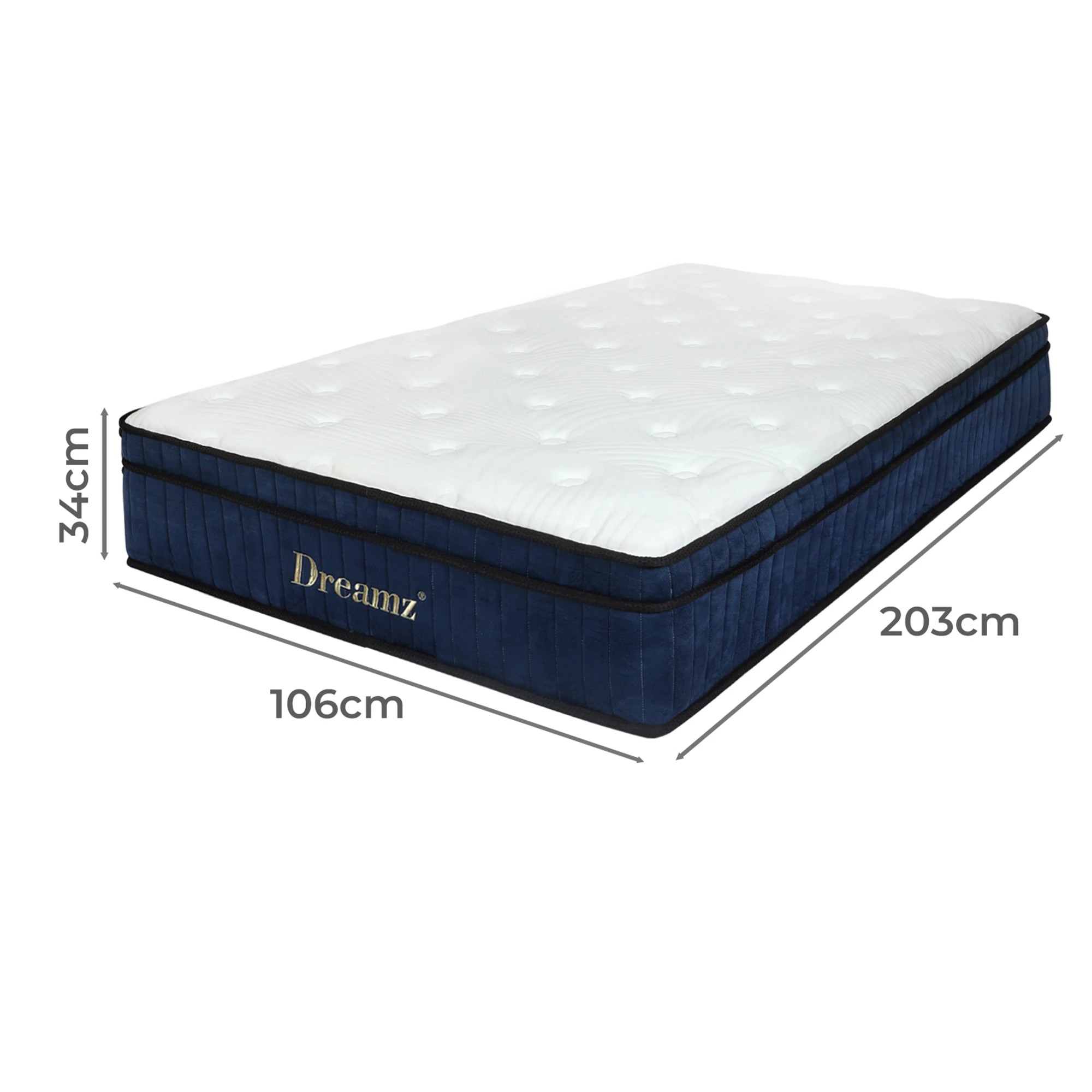 3 Dreamz Spring Mattress 7 Zone Pocket Medium Firm Memory Foam 34cm King Single, 3 of 9