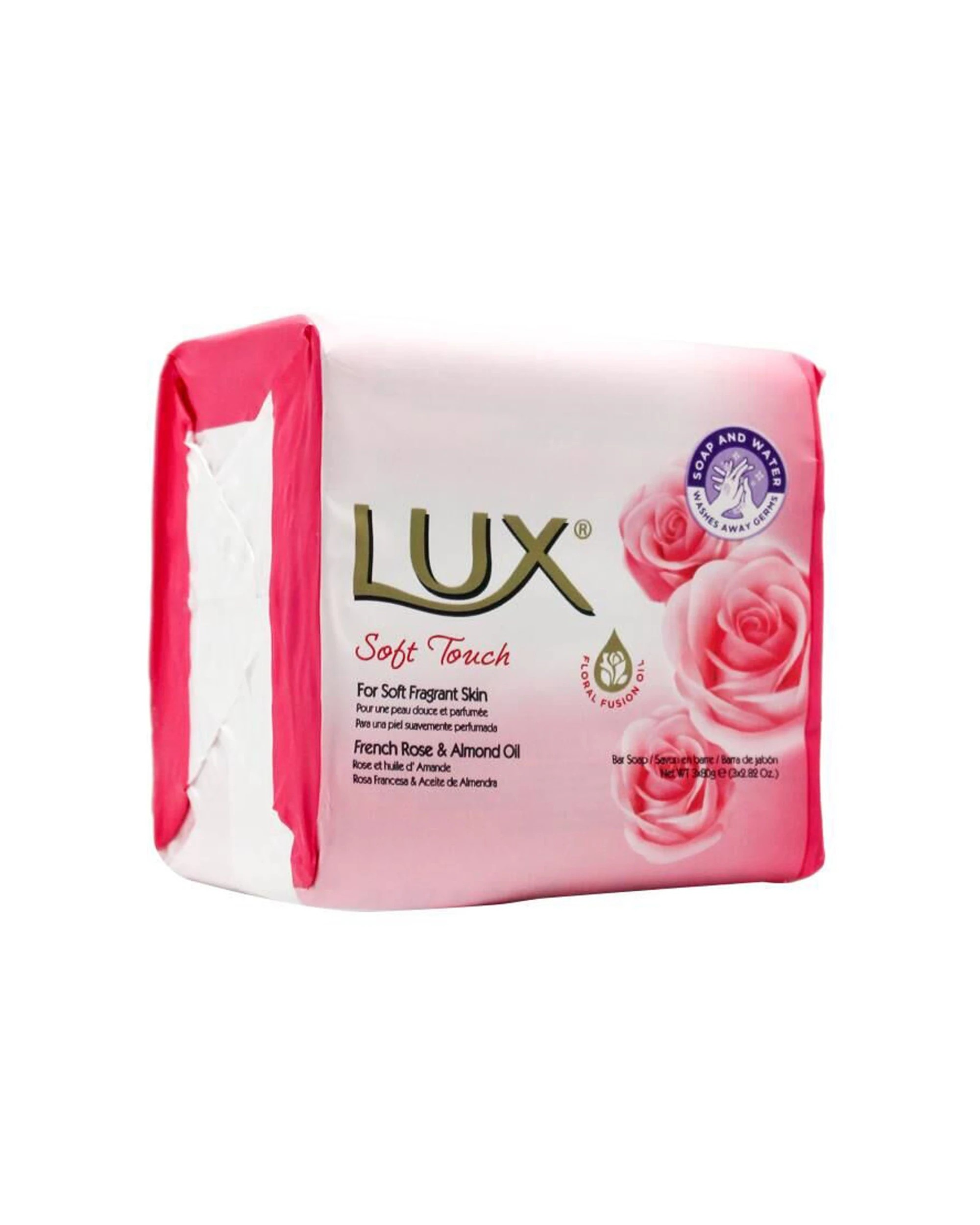 2 Lux 3pc Scented Soap Bar Soft Touch Moisturising Nourishing Care 80g - Pink, 2 of 3