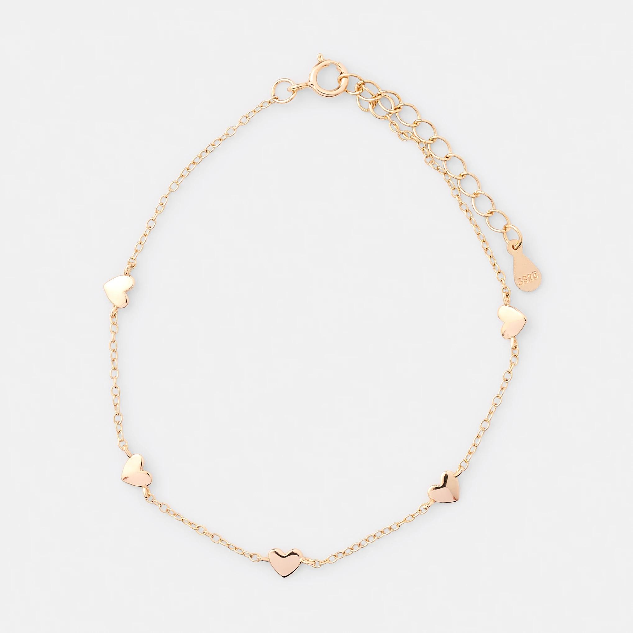 1 Gold Plated Sterling Silver 925 Heart Bracelet Gold, 1 of 4