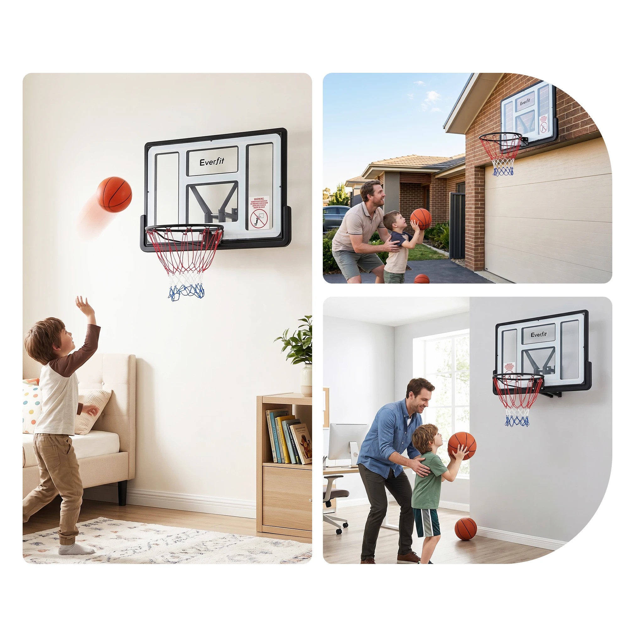 5 Keezi Everfit 43-Inch Wall Mount Kids Basketball Hoop Backboard Indoor Outdoor Sports Equipment White - Multi, 5 of 7