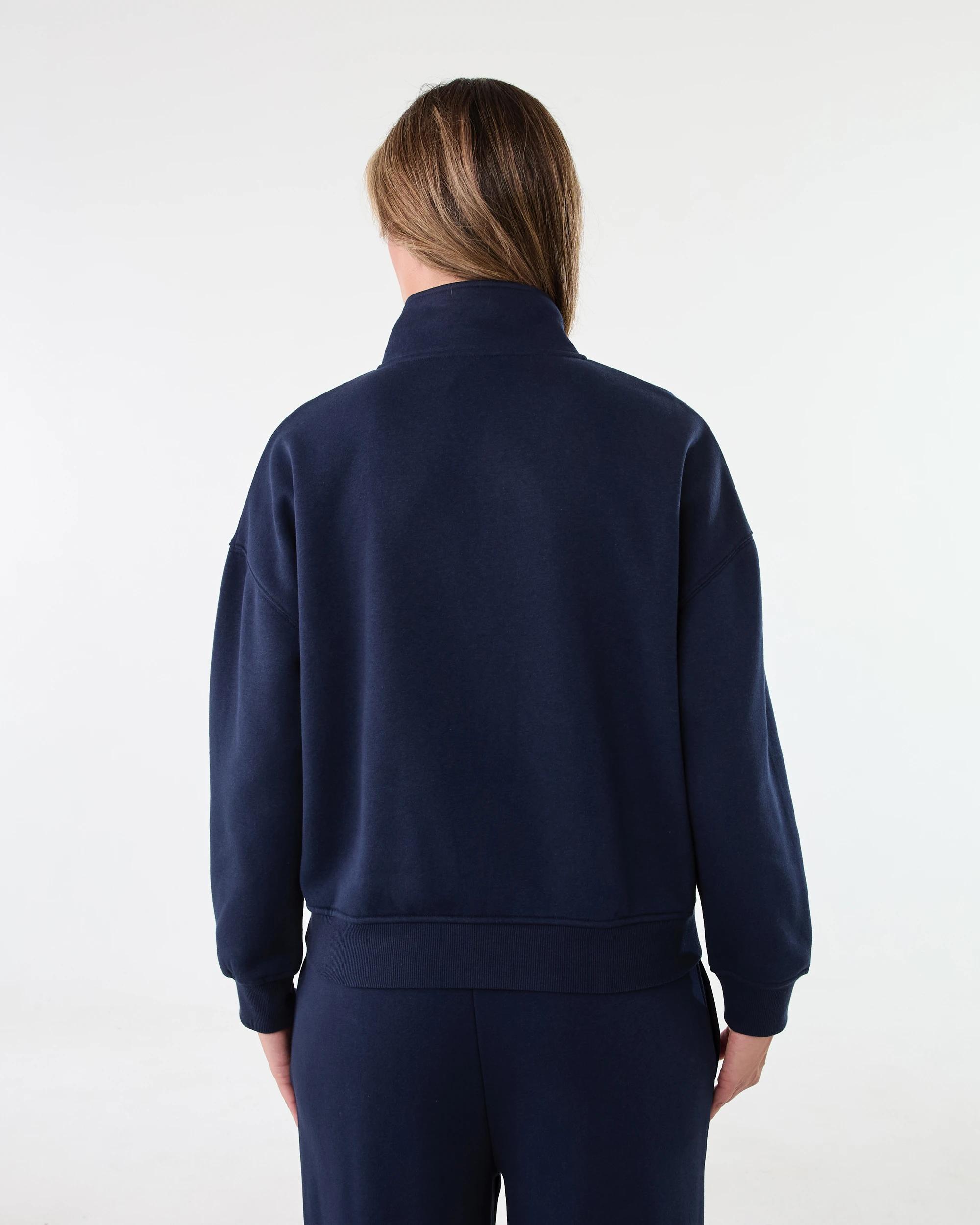 3 Quarter Zip Seam Front Sweatshirt Navy Blaze, 3 of 6