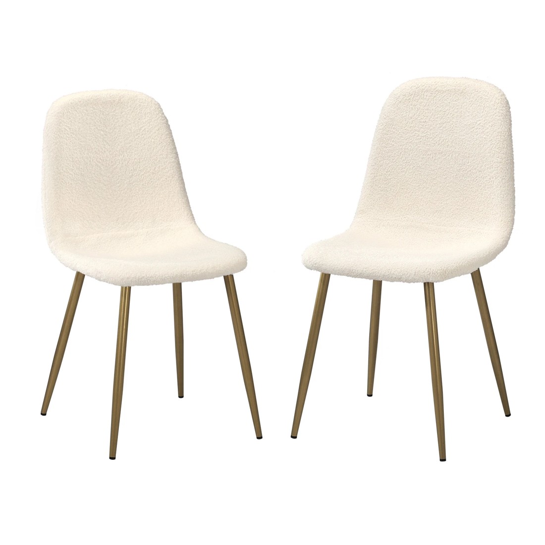 1 Oikiture 2x Dining Chairs Kitchen Accent Chair Lounge Sherpa Gold Metal Legs
 - White, 1 of 10