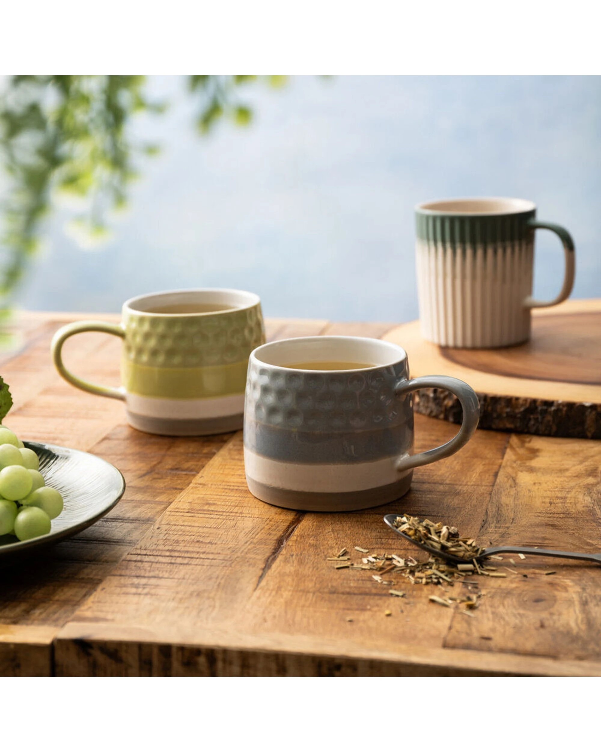 6 Mikasa 4PK Textured Coffee Mug Cup Stoneware 410ml - Green, 6 of 8