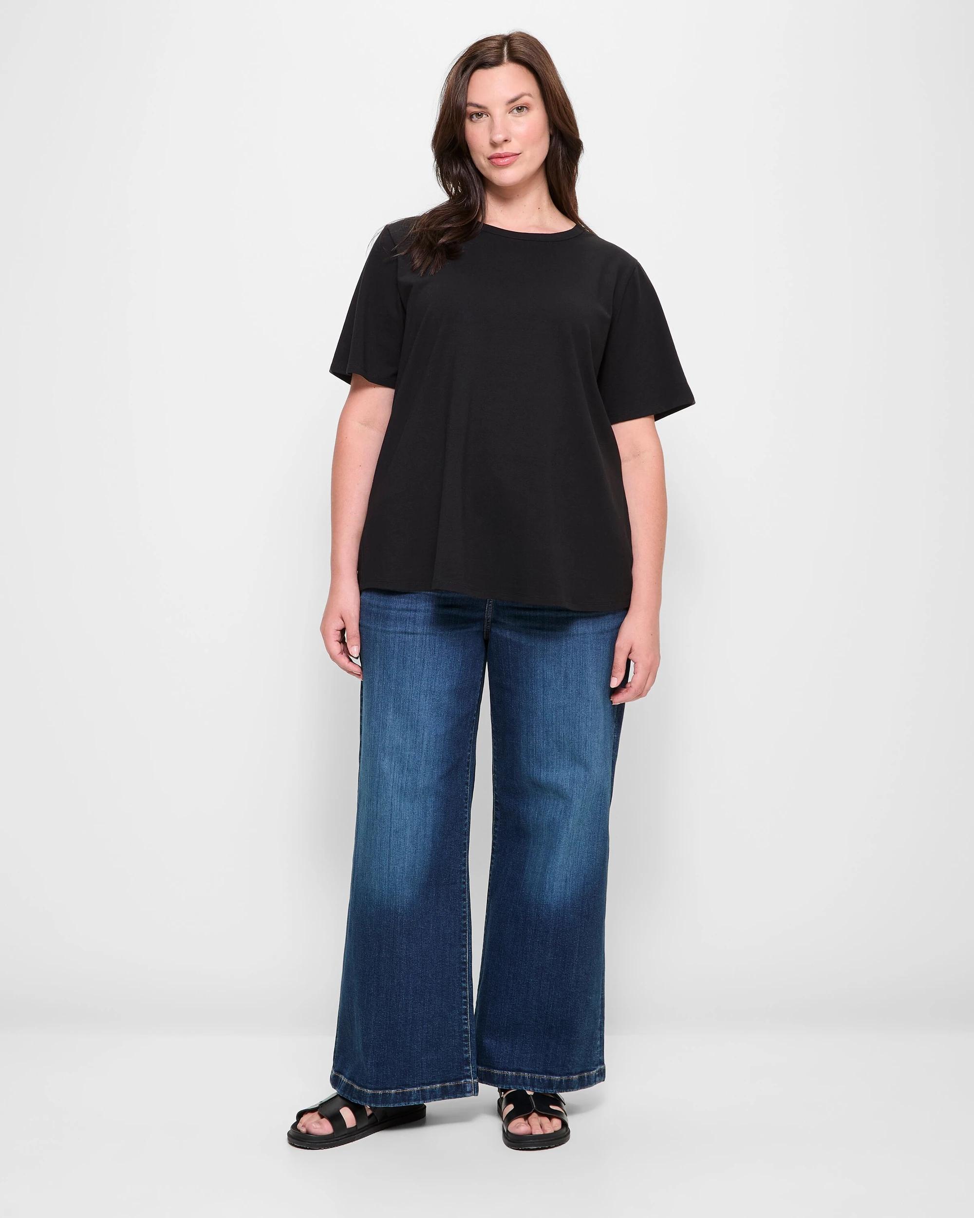 2 Target Curve Plus Size Australian Cotton Crew Neck T-Shirt BLACK, 2 of 9