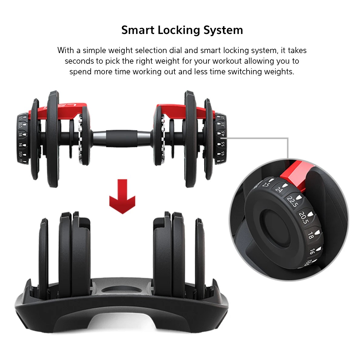 3 LSG 52.5lbs Adjustable Dumbbell Pair with Stand - Black, 3 of 10
