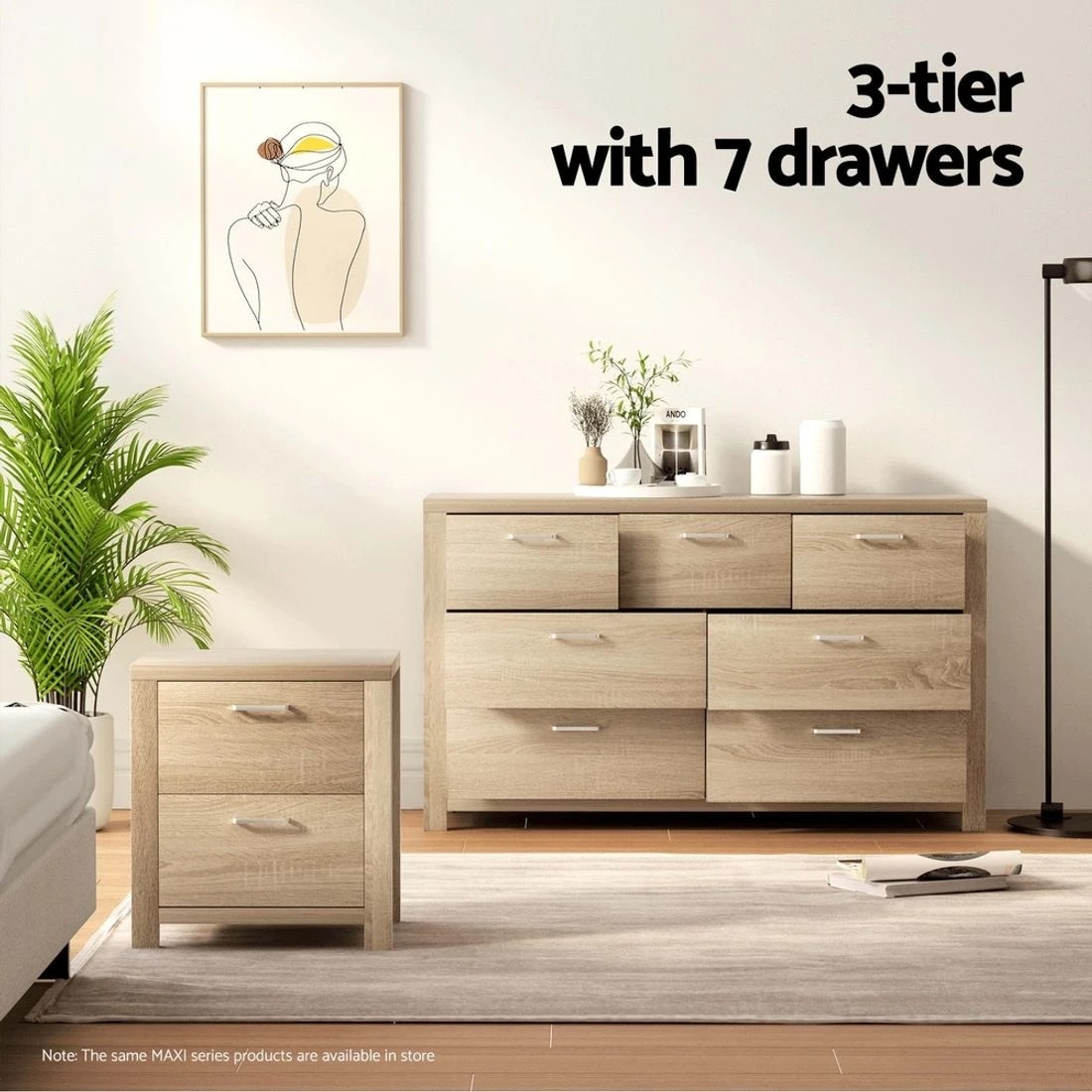 6 Artiss 7 Chest of Drawers - Natural, 6 of 8