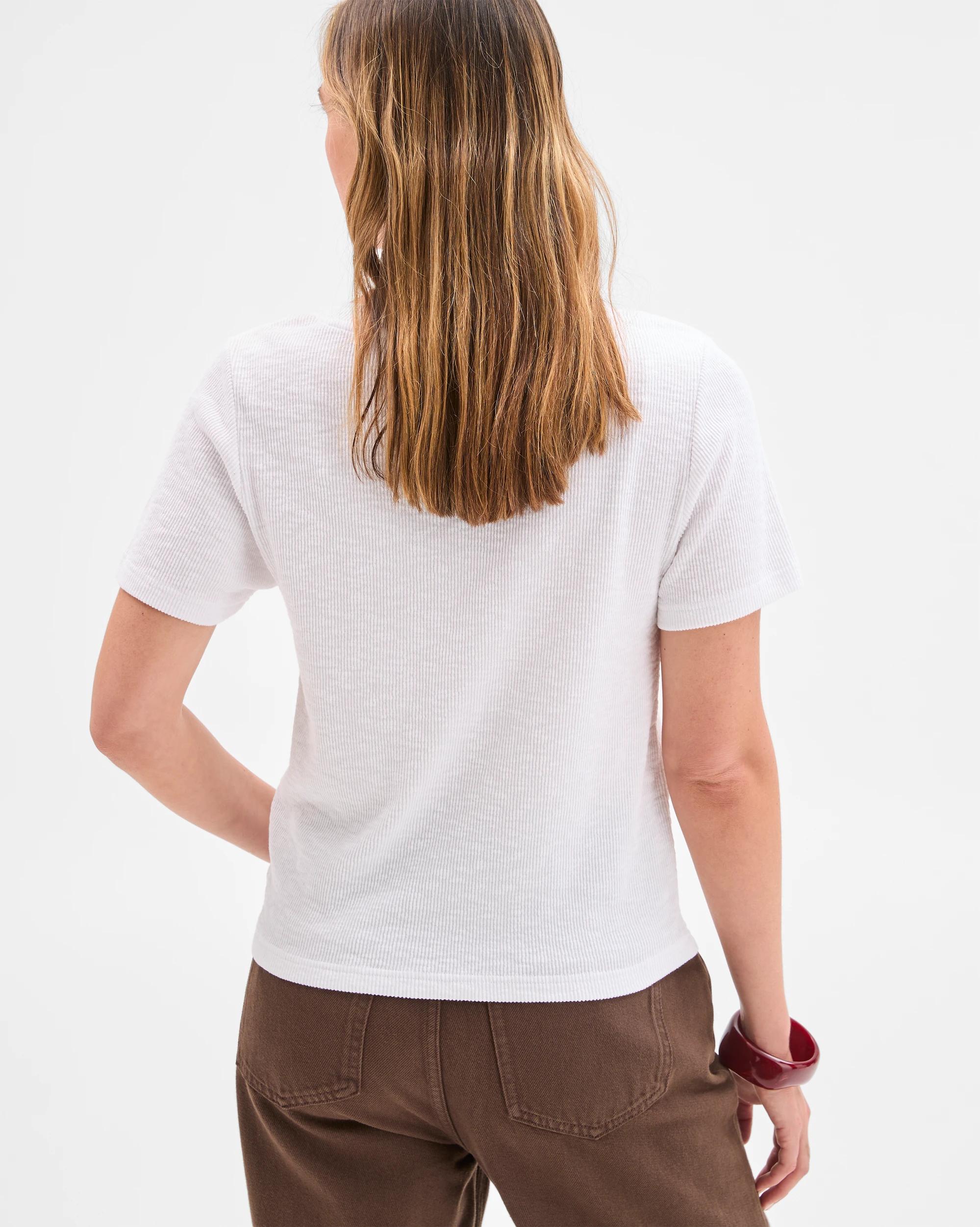 5 Target Woman Australian Cotton Blend Textured Rib Henley T-Shirt WHITE, 5 of 5