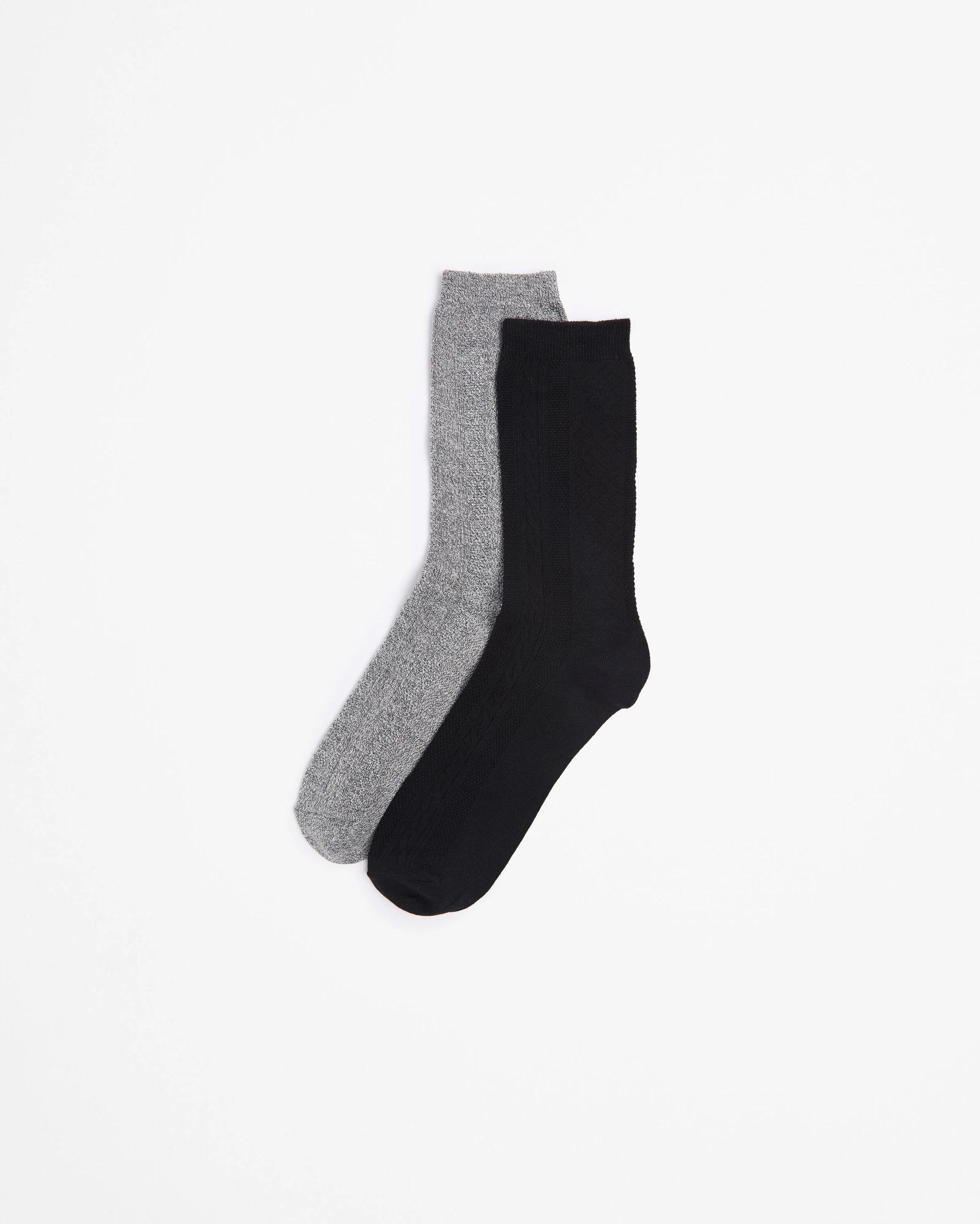 1 Target Woman Bamboo 2 Pack Cable Boot Socks BLACK, 1 of 3