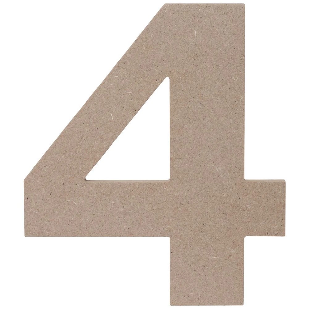 1 Born Wooden Number 4 20cm, 1 of 3