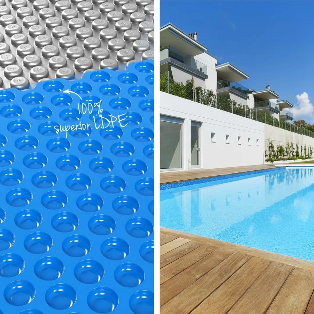 4 Aquabuddy Pool Cover 600 Micron 11x6.2m Swimming Pool Solar Blanket - Multi, 4 of 6