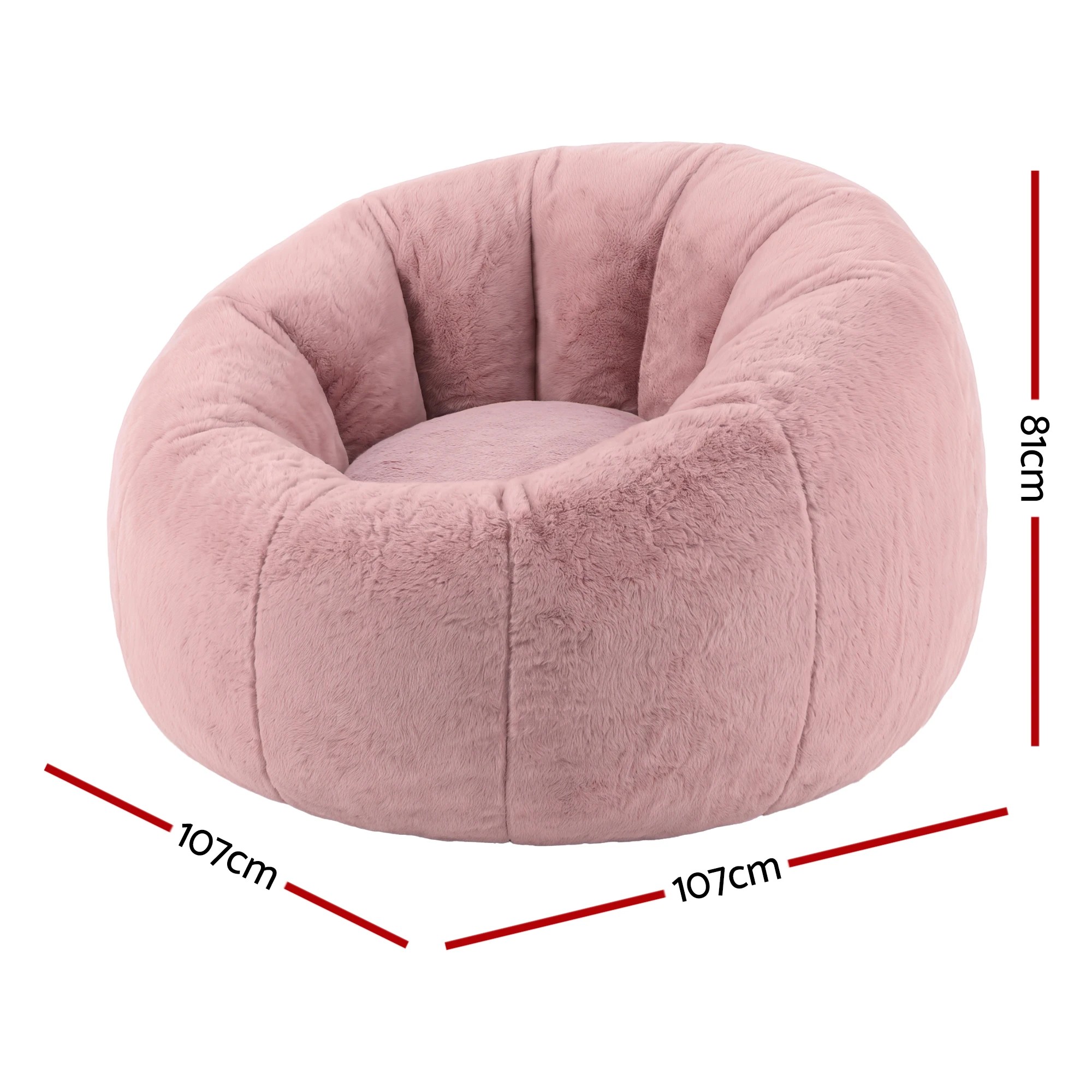 2 Artiss Bean Bag Chair Cover Faux Fur No Filler Washable Lazy Sofa Cover - Pink, 2 of 10