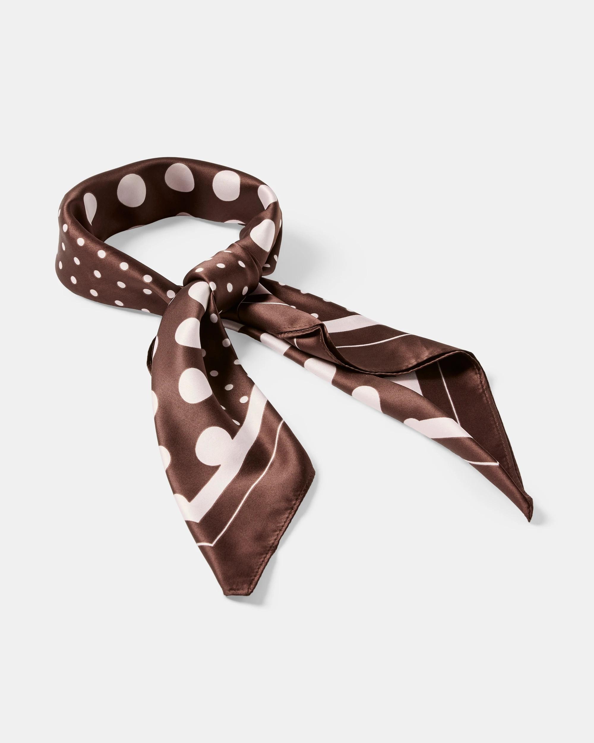 1 Polka Dot Hair Scarf Brown, 1 of 4