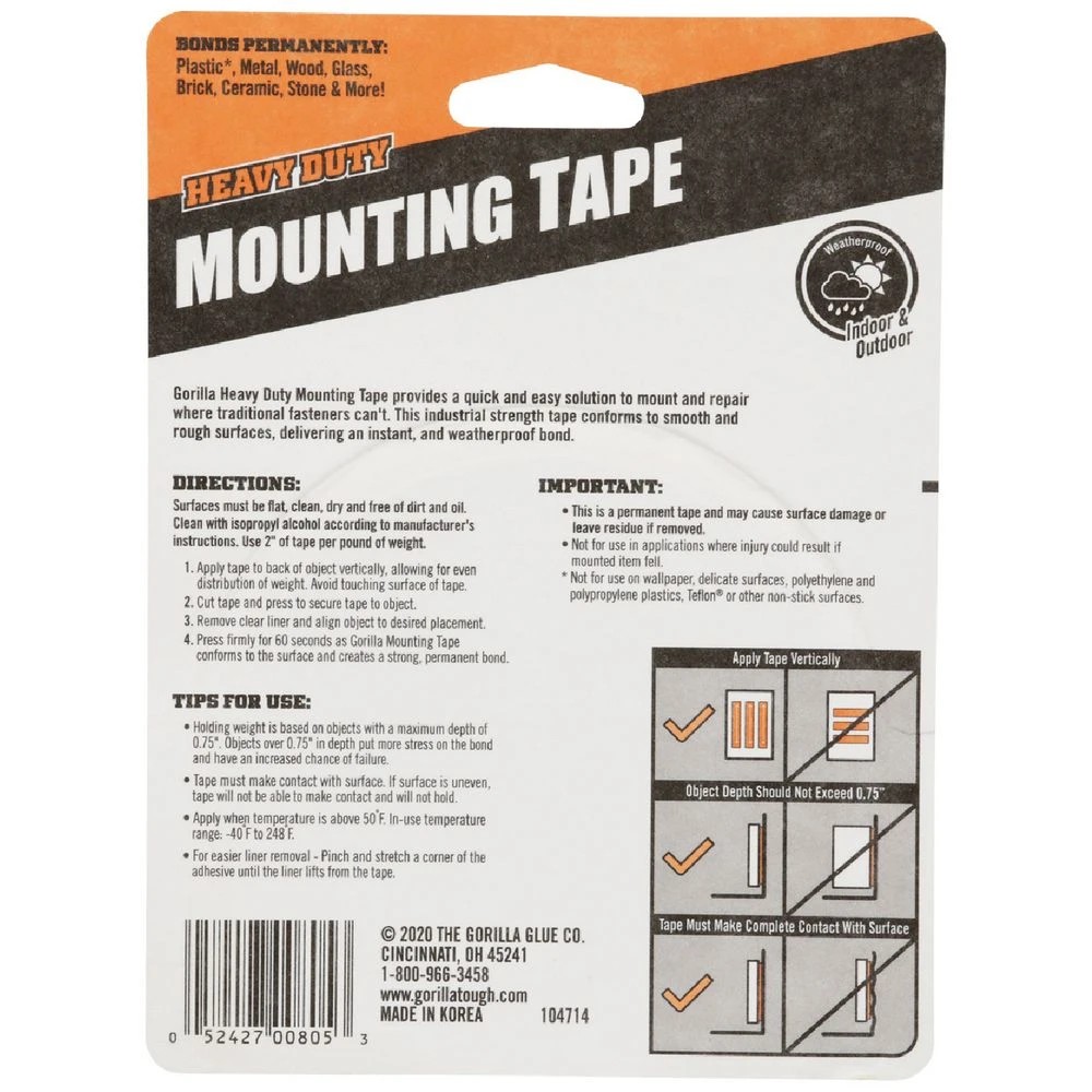 2 Gorilla Heavy Duty XL Mounting Tape 3m, 2 of 8