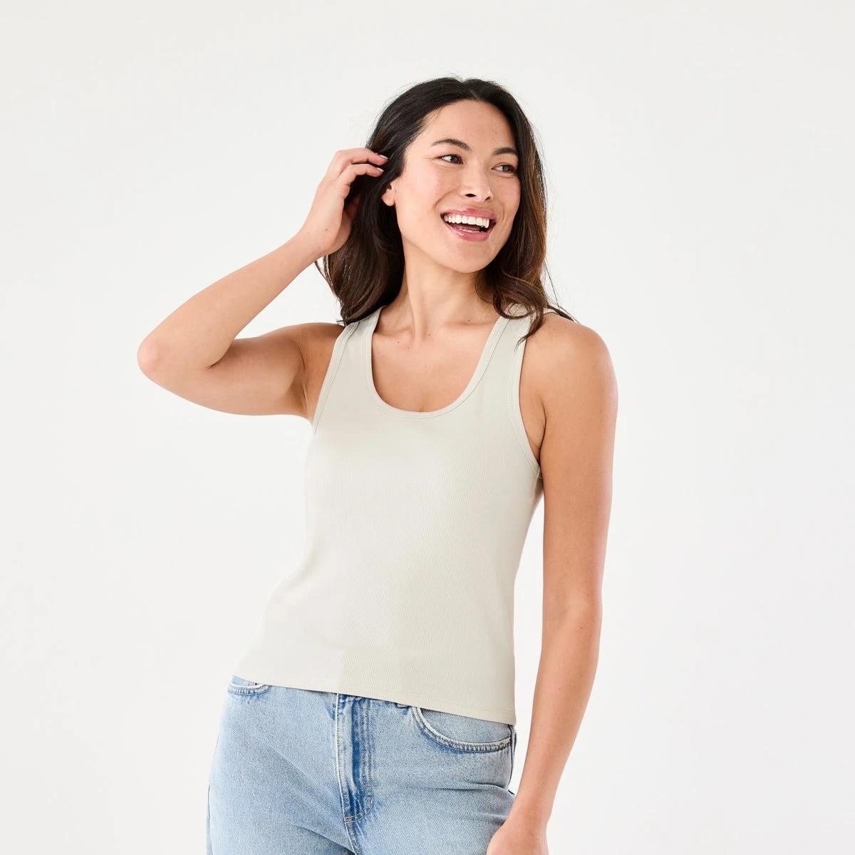 1 Sleeveless Rib Tank NATURAL BEIGE, 1 of 5