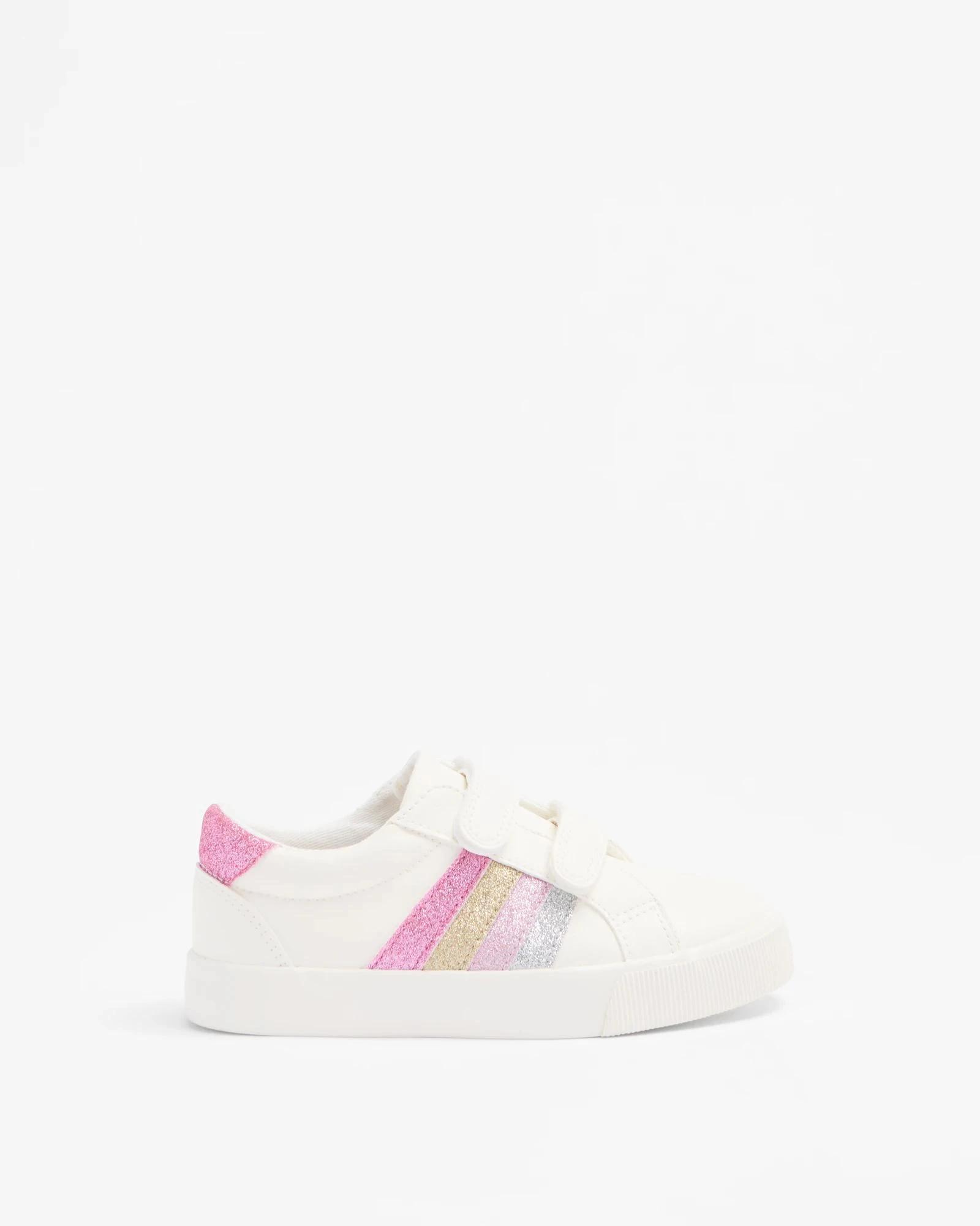1 Target Kids Girls Junior Glitter Stripe Sneaker - Sigi WHITE, 1 of 2