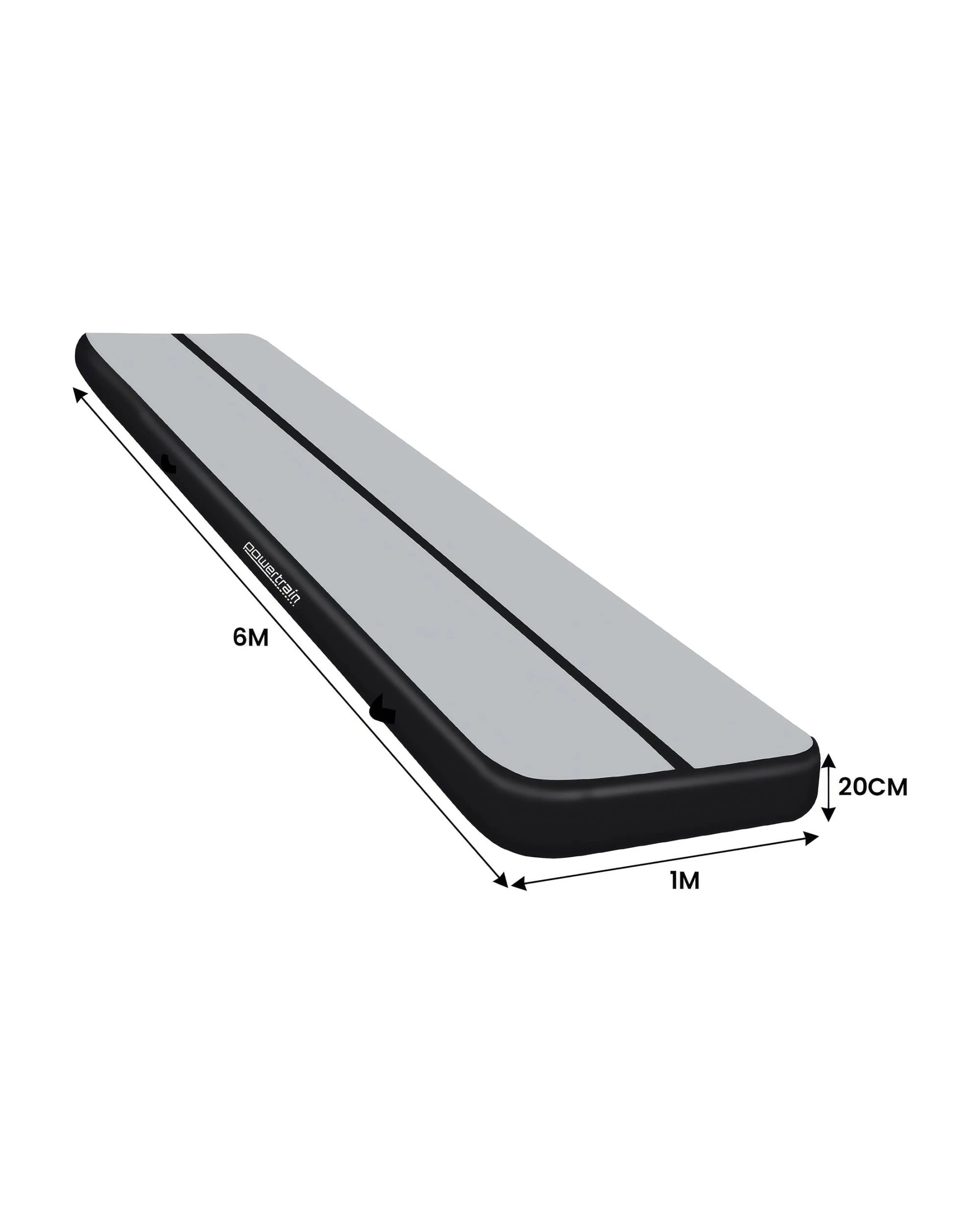 3 Powertrain 6M 20cm Air Track Gymnastics Tumbling Airtrack Exercise Yoga Mat Balance Beam Inflatable - Black, 3 of 5
