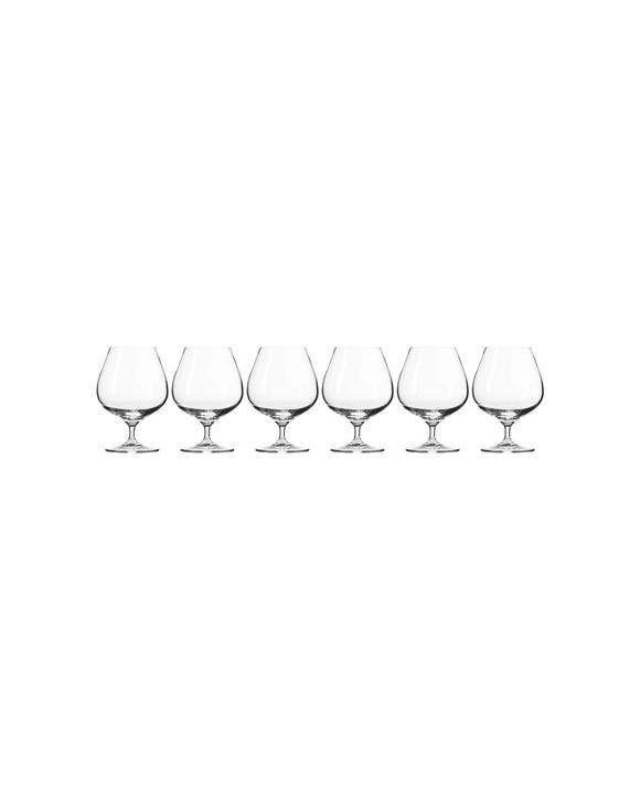 Krosno Harmony 6 Piece Stemmed Cognac Glass Set 550ml Glassware Pack - Plain
