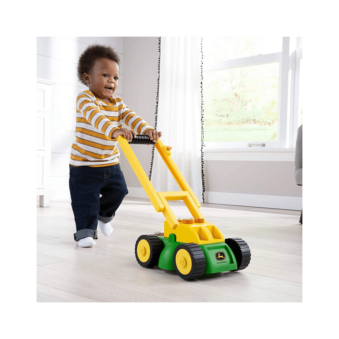3 John Deere Kids Lawn Mower Toy With Sound Effects And Fold-down Handle - Green, 3 of 4