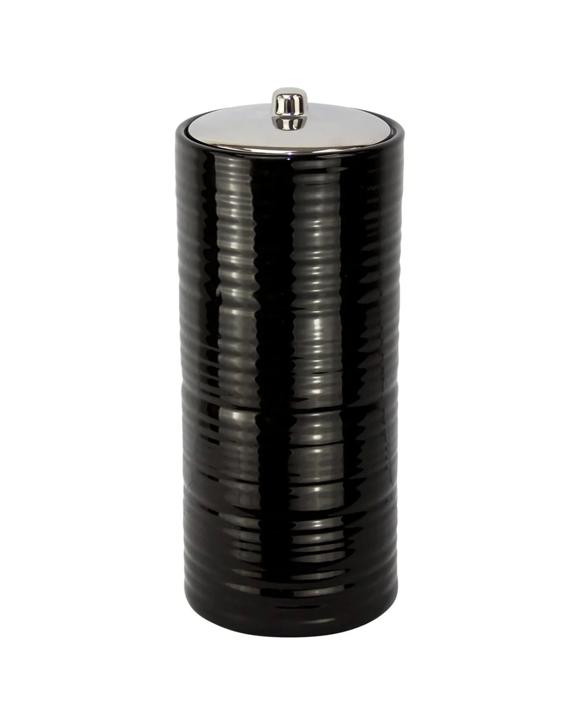 Butlers Hush Ceramic Bathroom Toilet Paper Roll Canister Holder 15x37cm - Black