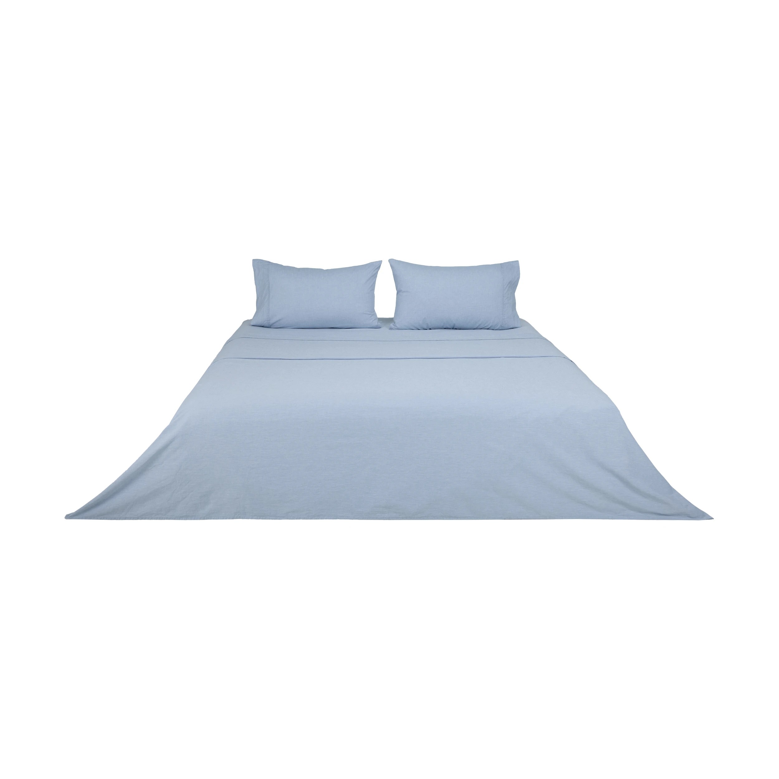 6 Stonewashed Chambray Cotton Sheet Set - King Bed, Denim, 6 of 7
