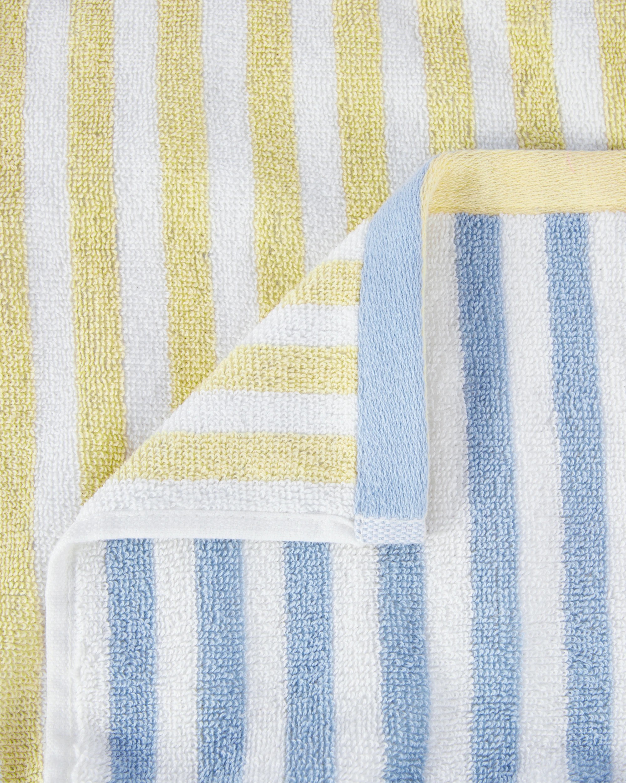 2 Reversible Stripe Cotton Hand Towel - Blue and Yellow, 2 of 5