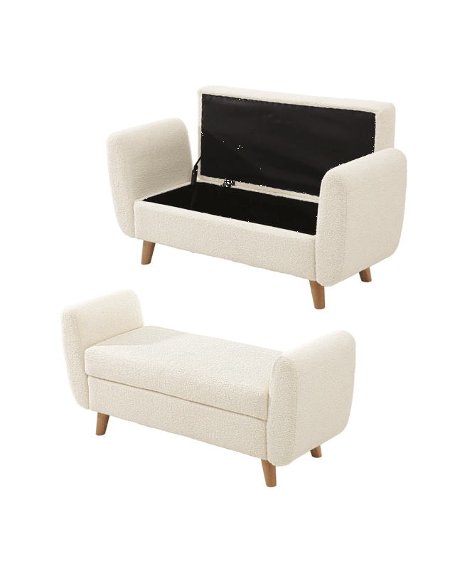 Oikiture Storage Ottoman Blanket Box Arm Foot Stool Couch Large Sherpa
 - W