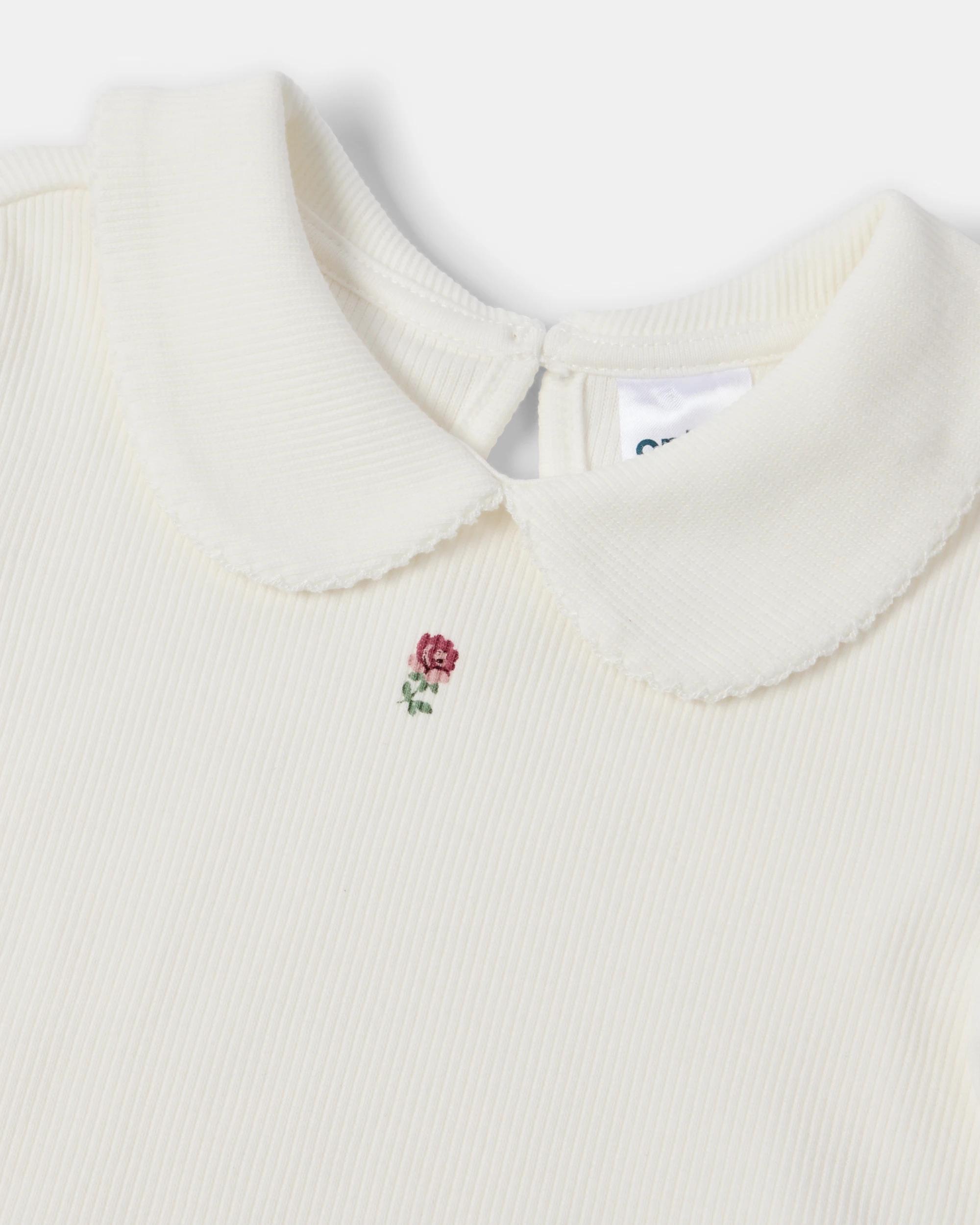 8 3 Pack Cotton Long Sleeve Rib T-shirts Wht Florl, 8 of 8