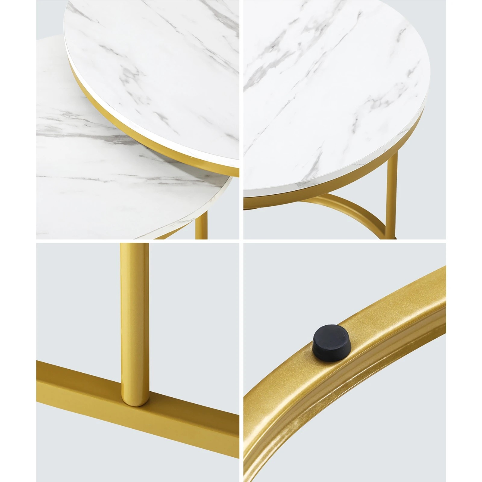 4 Oikiture Set Of 2 Coffee Table Round Oval Marble-like Nesting Side Tables
 - Multi, 4 of 10