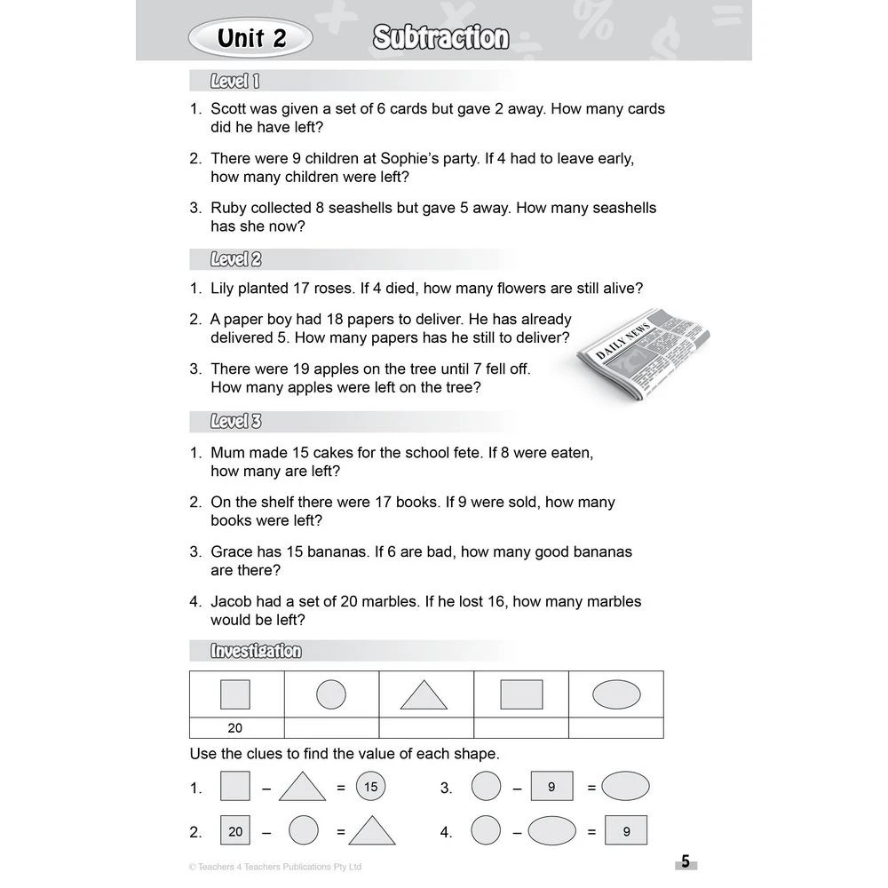 4 Problem Solved Mathematics Activity Book 3, 4 of 4