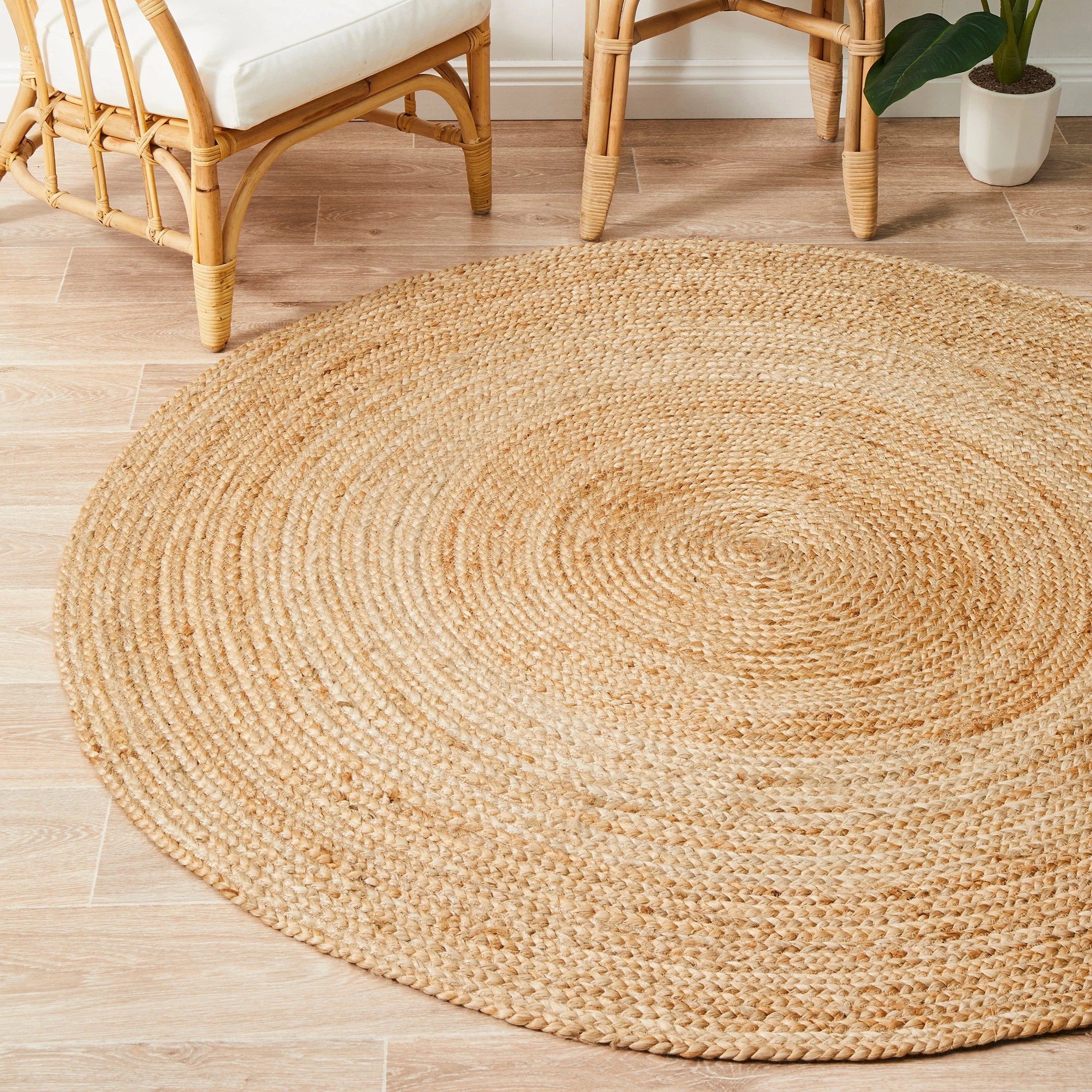 2 Common Ground Rugs Solace Polo 200x200cm - Medium Jute Round Rug - Natural, 2 of 6