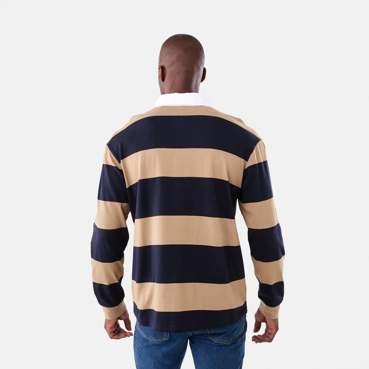 3 Long Sleeve Striped Rugby Shirt Brn Strp, 3 of 5