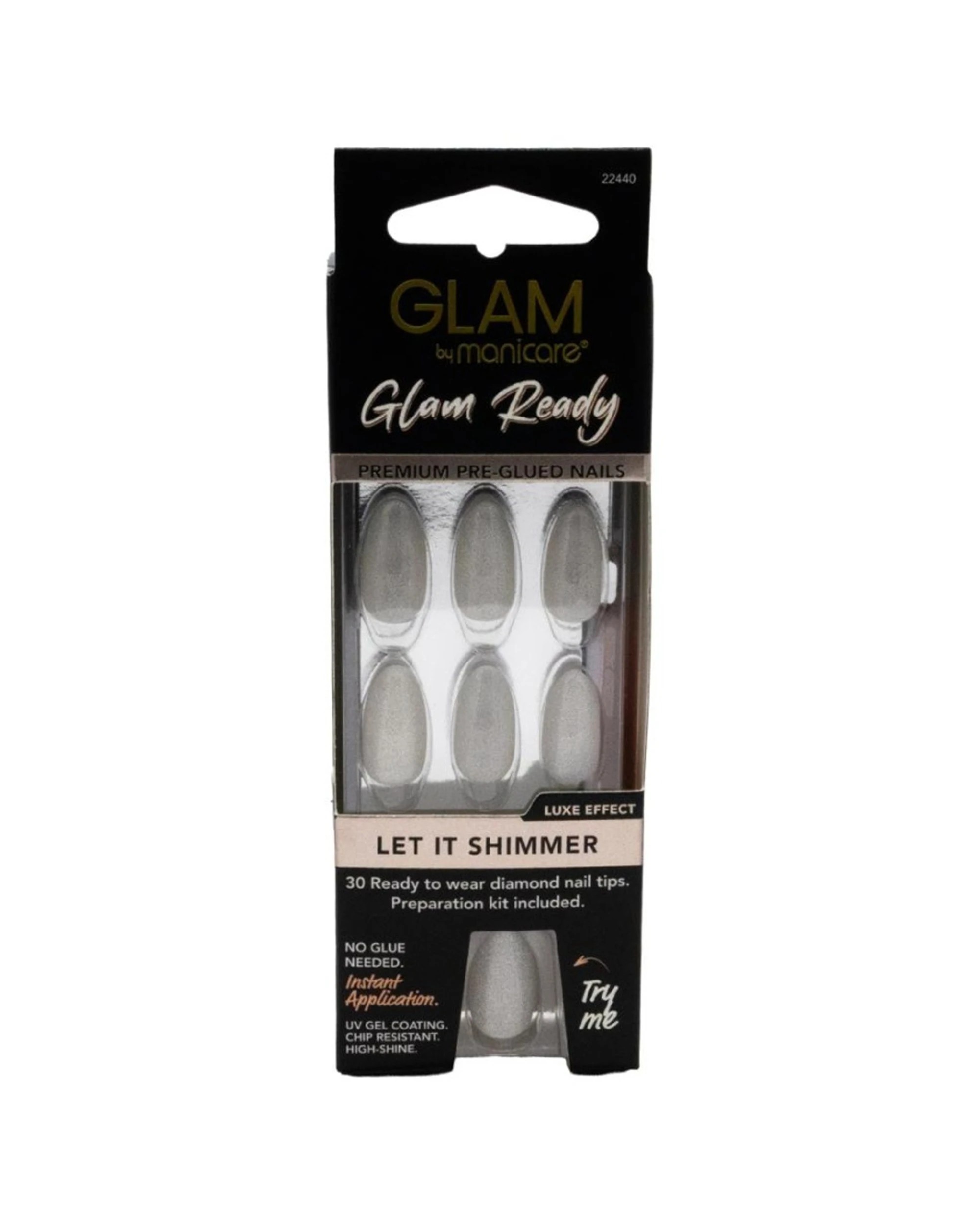 2 Manicare 6PK Glam Ready Premium Pre Glued Nails Let It Shimmer - Black, 2 of 4