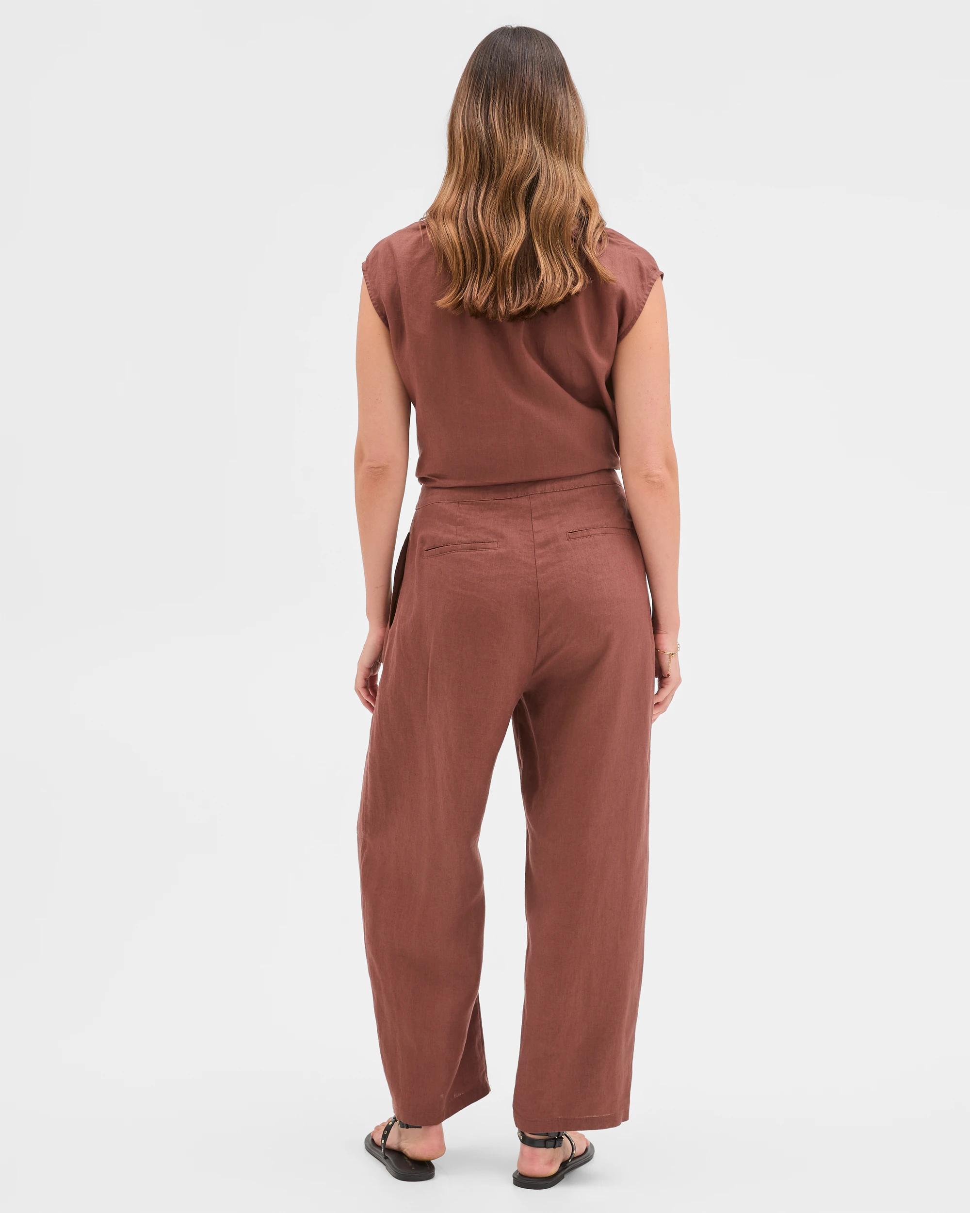 7 Target Woman European Linen Barrel Leg Pants SOFT BROWN, 7 of 7