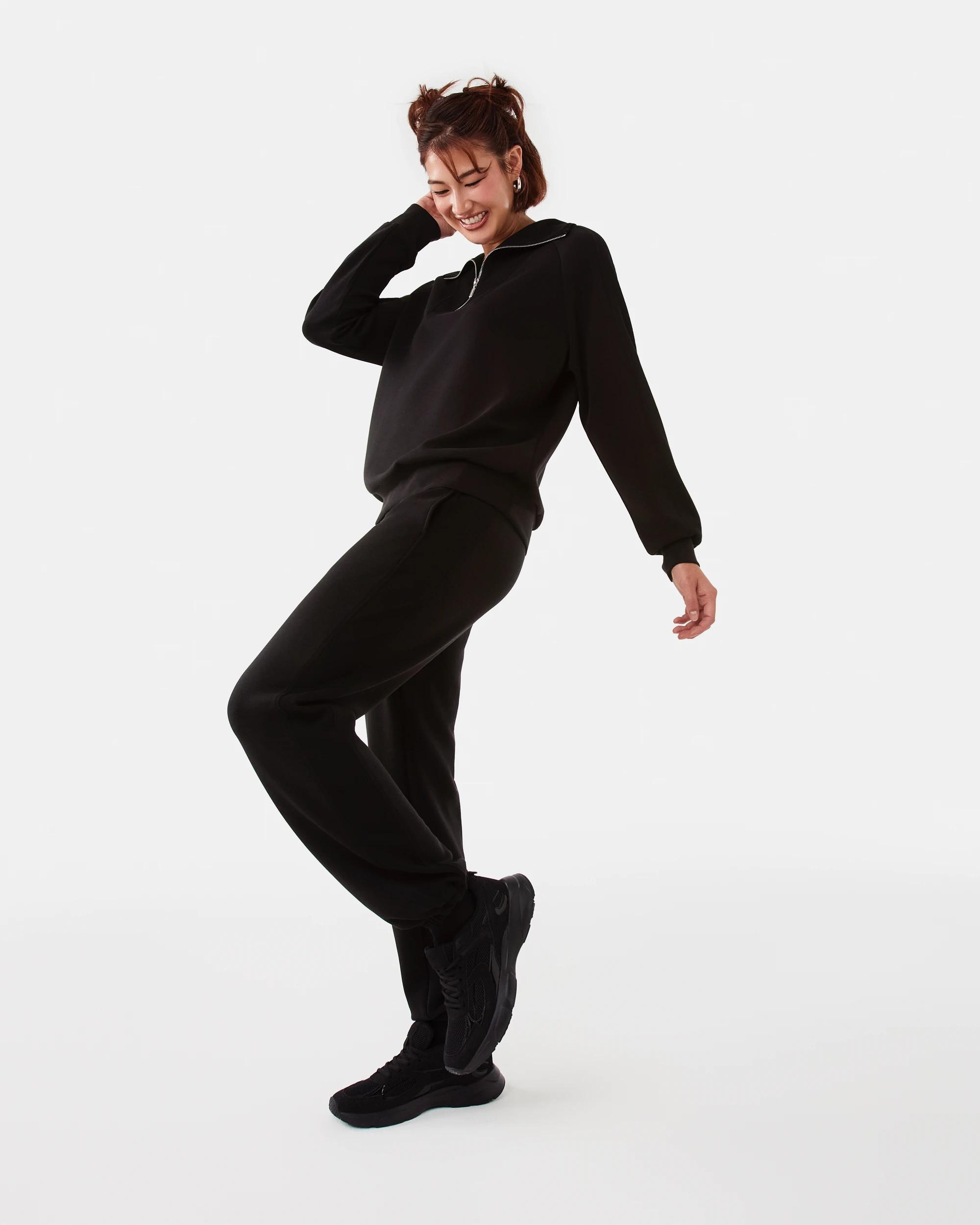 3 Active Womens Soft Modal Ribbed Panel Trackpants Black, 3 of 6