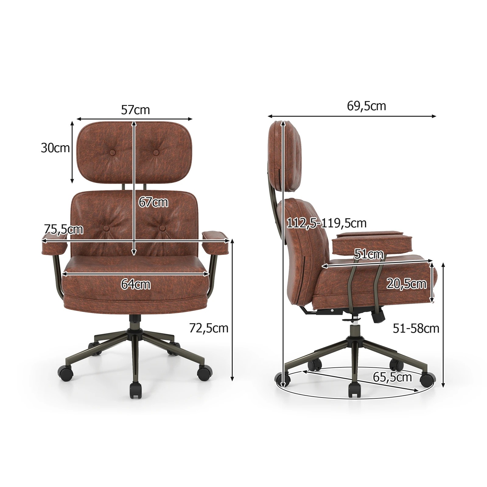 4 Costway Home Office Chair Ergonomic Computer Desk Chair Adjustable Rolling Swivel Armchair, 4 of 4