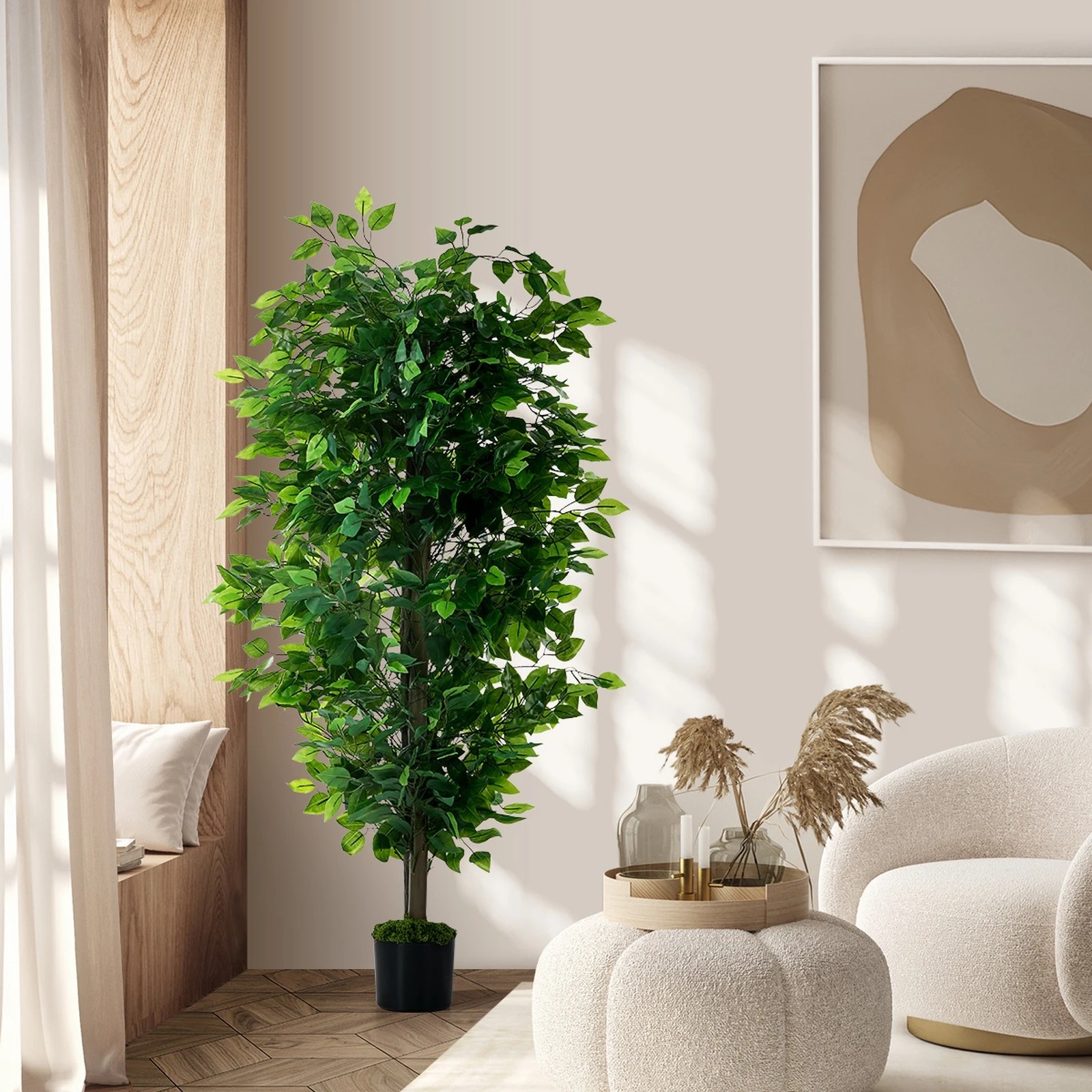 4 Livsip 150cm Artificial Ficus Tree Realistic Potted Faux Plant Home Decor, 4 of 8