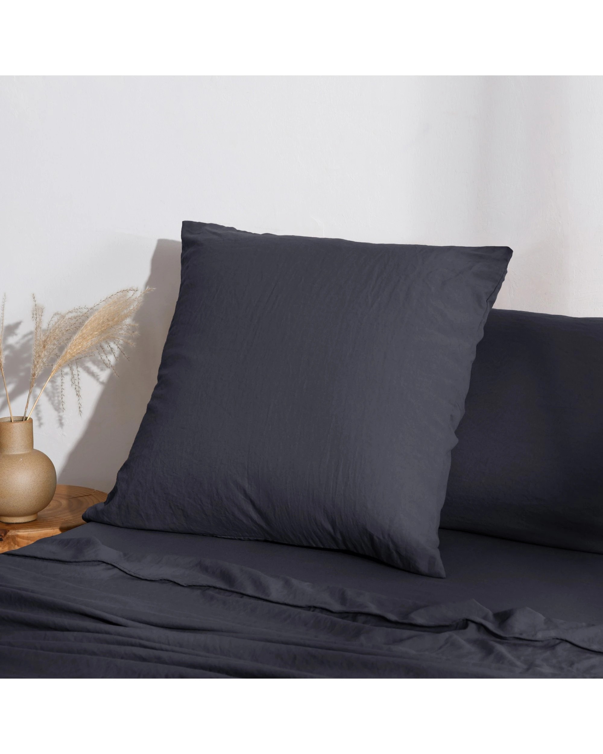 2 Dreamaker Superfine Washed Microfibre European Pillowcase - Navy, 2 of 5
