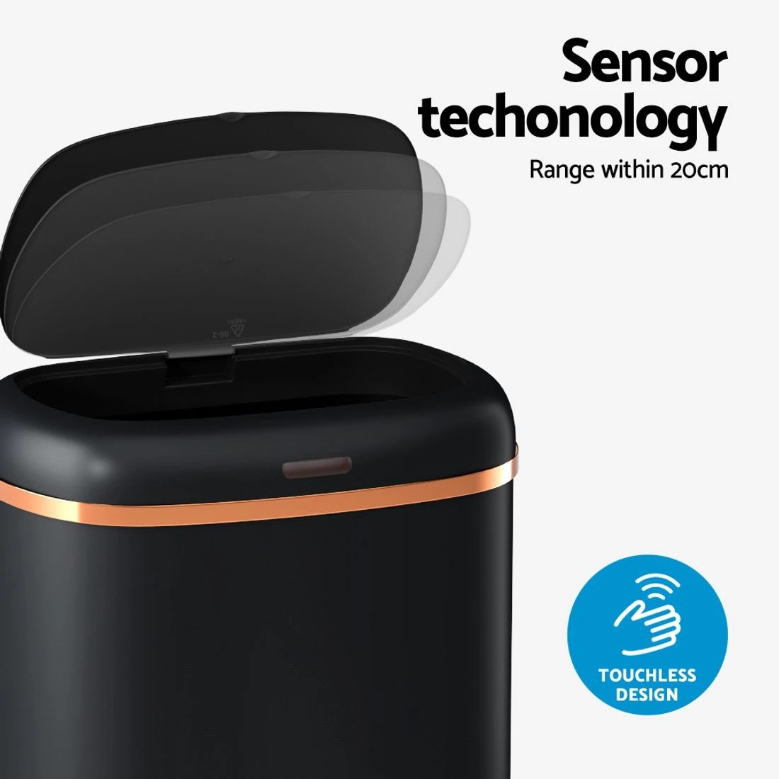 4 Devanti 38L Motion Sensor Bin Rubbish Automatic - Black, 4 of 6