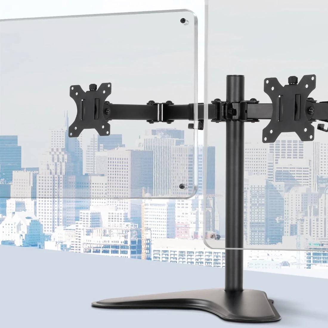 8 Artiss Monitor Stand Arm Dual HD LED TV Freestanding Mount Holder 2 Arm Display - Black, 8 of 8