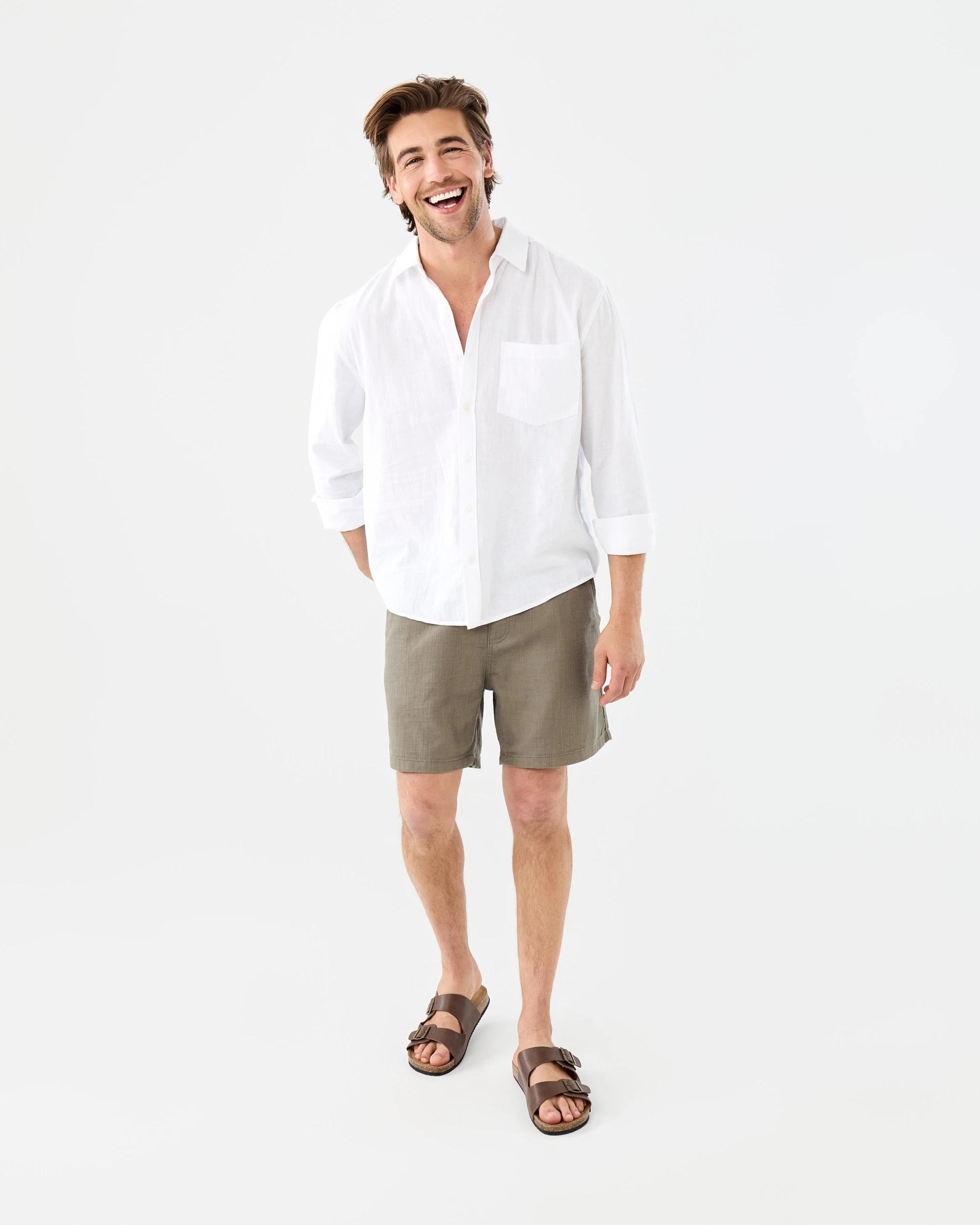 2 Long Sleeve Cotton Linen Shirt White, 2 of 9