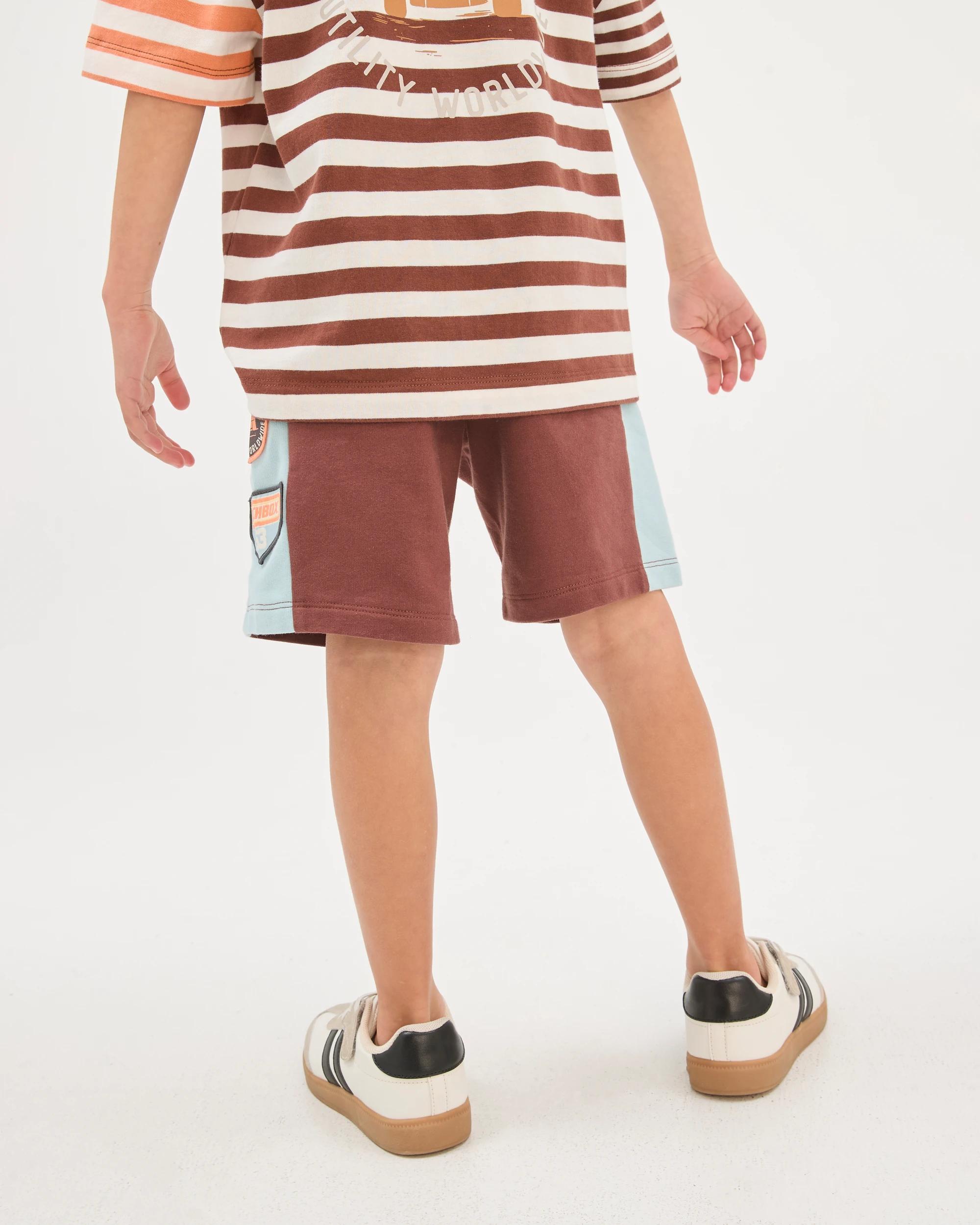4 Licensed Matchbox Australian Cotton Panelled Shorts BROWN, 4 of 6