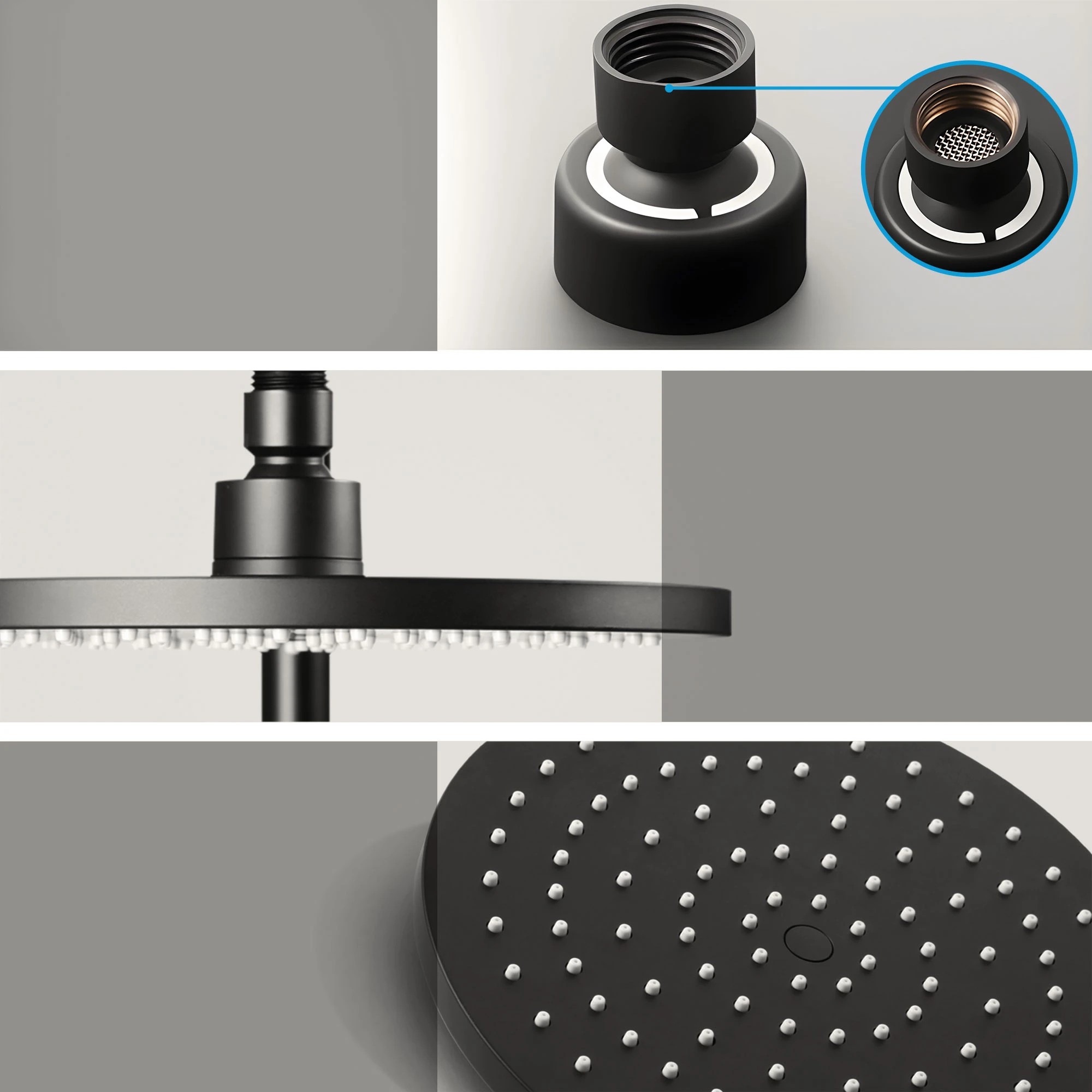 6 Cefito 9'' Rain Shower Head Set Handheld Round High Pressure Mixer Tap Chrome - Black, 6 of 9