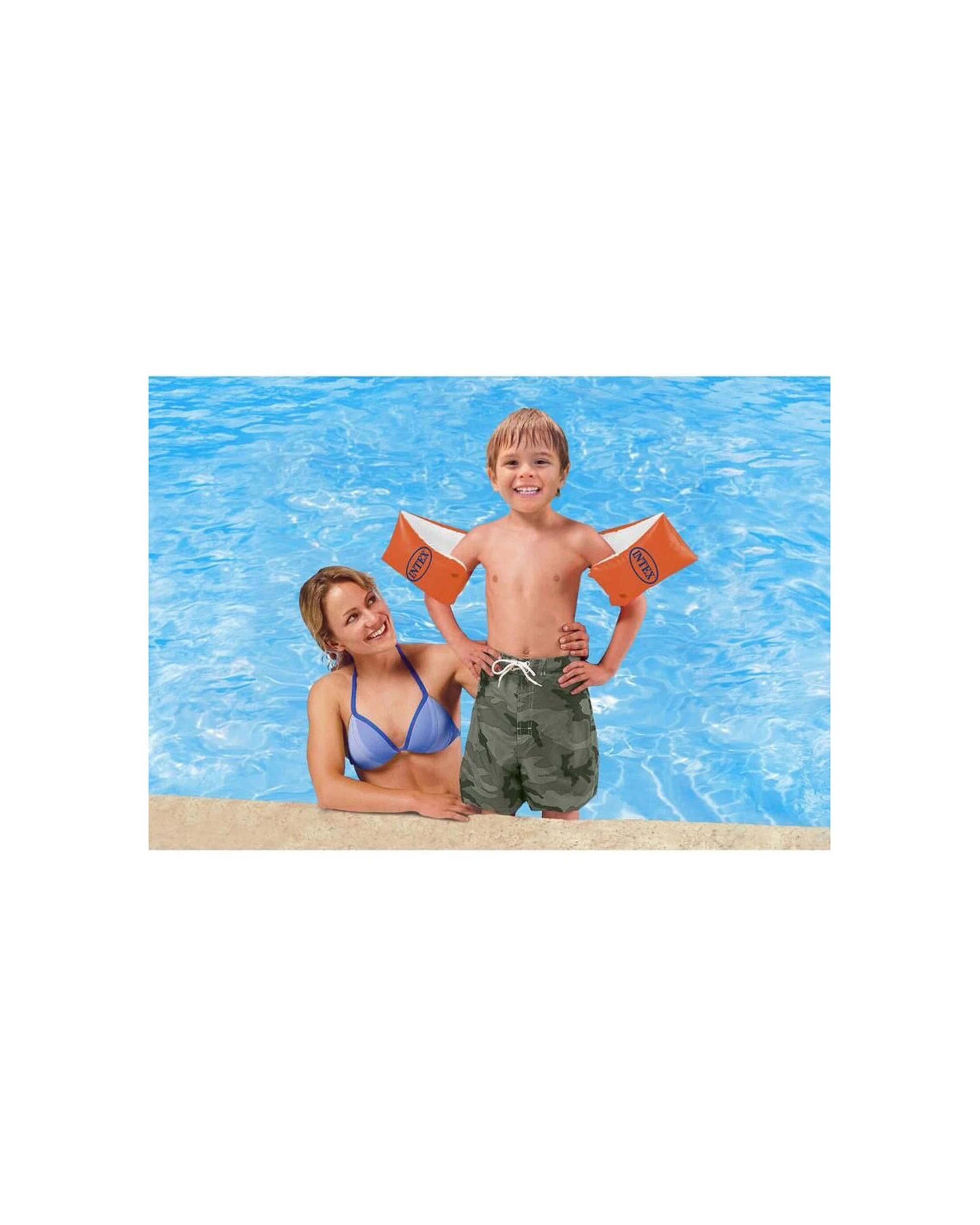 3 Intex 6PK Large Deluxe Inflatable Kids/Childrens Arm Bands 6-12y+ - Orange, 3 of 4