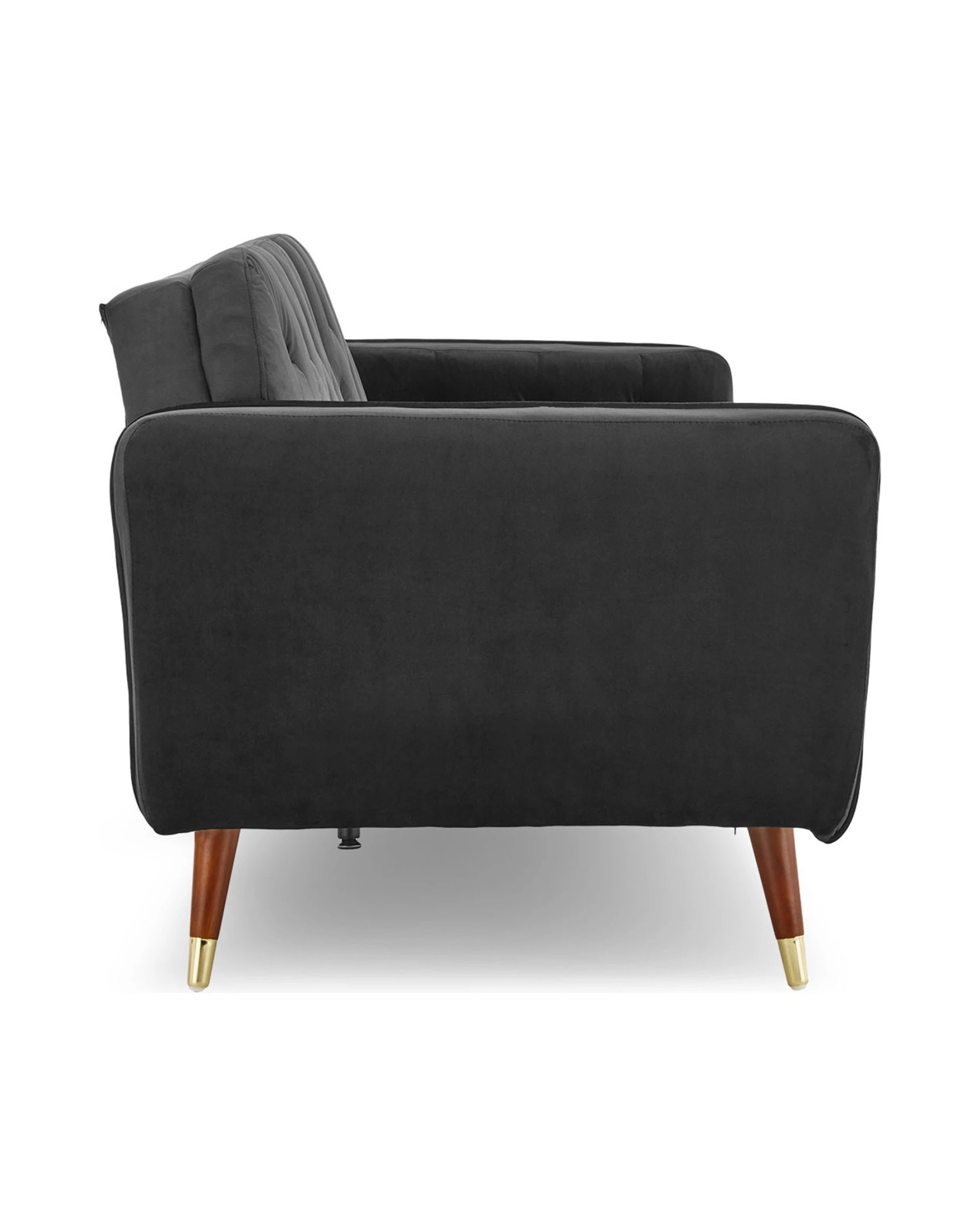 3 Sarantino Faux Velvet Tufted Sofa Bed Couch Futon - Black, 3 of 10