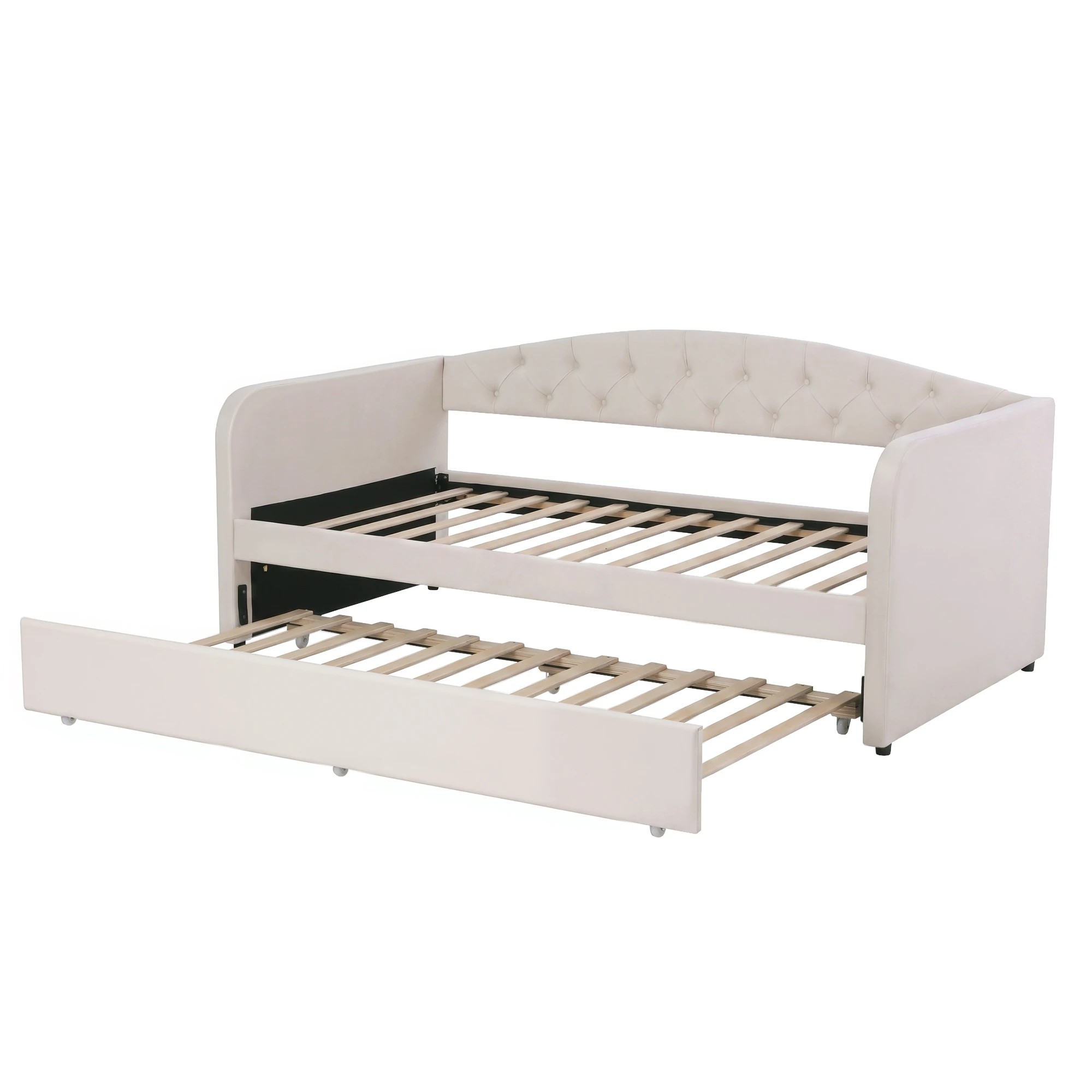 Artiss Daybed Trundle Bed Frame Tufted Guest Bed - King Single Bed ...