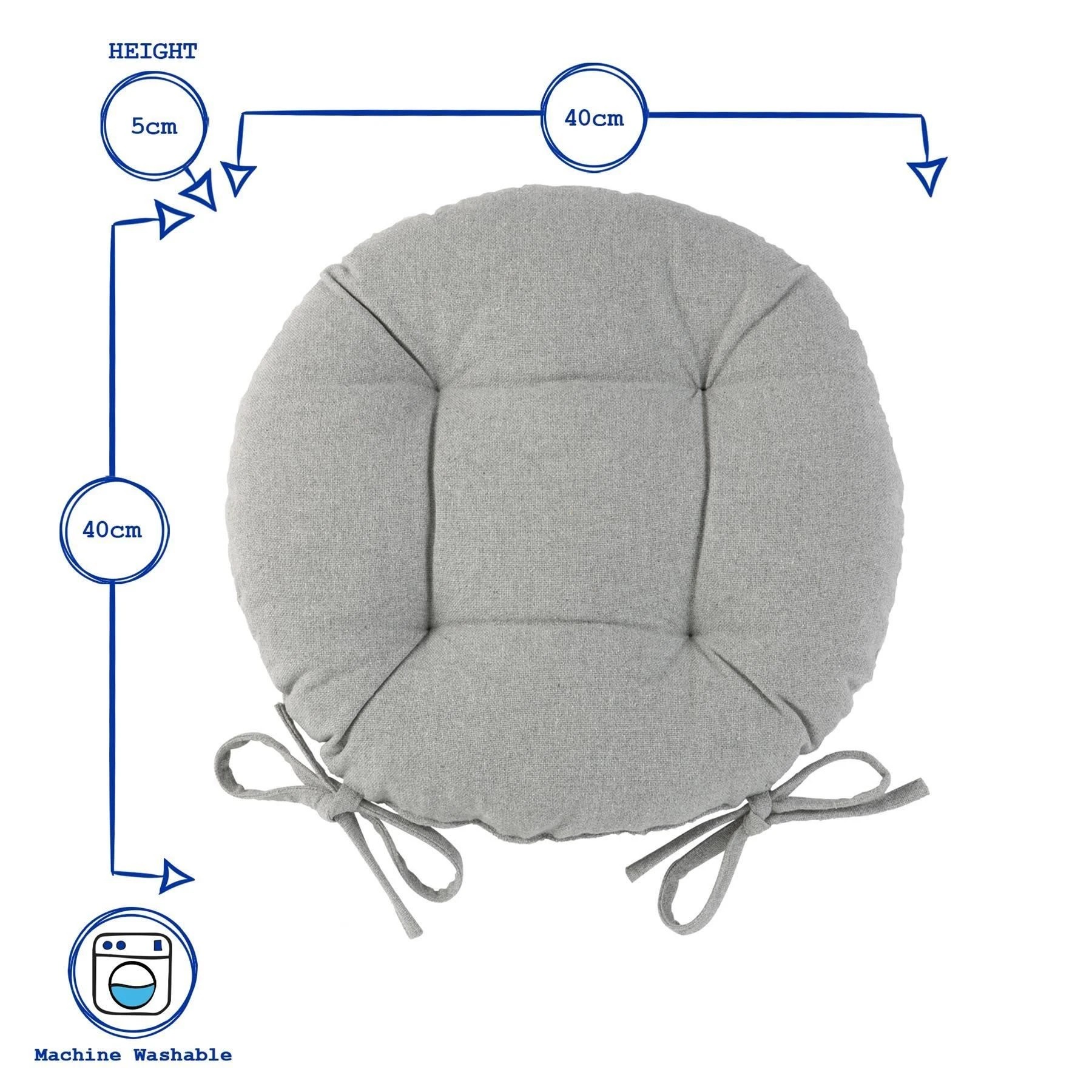 3 Harbour Housewares Round Dining Chair Seat Cushions - 40cm - Pack of 4 - Beige, 3 of 7