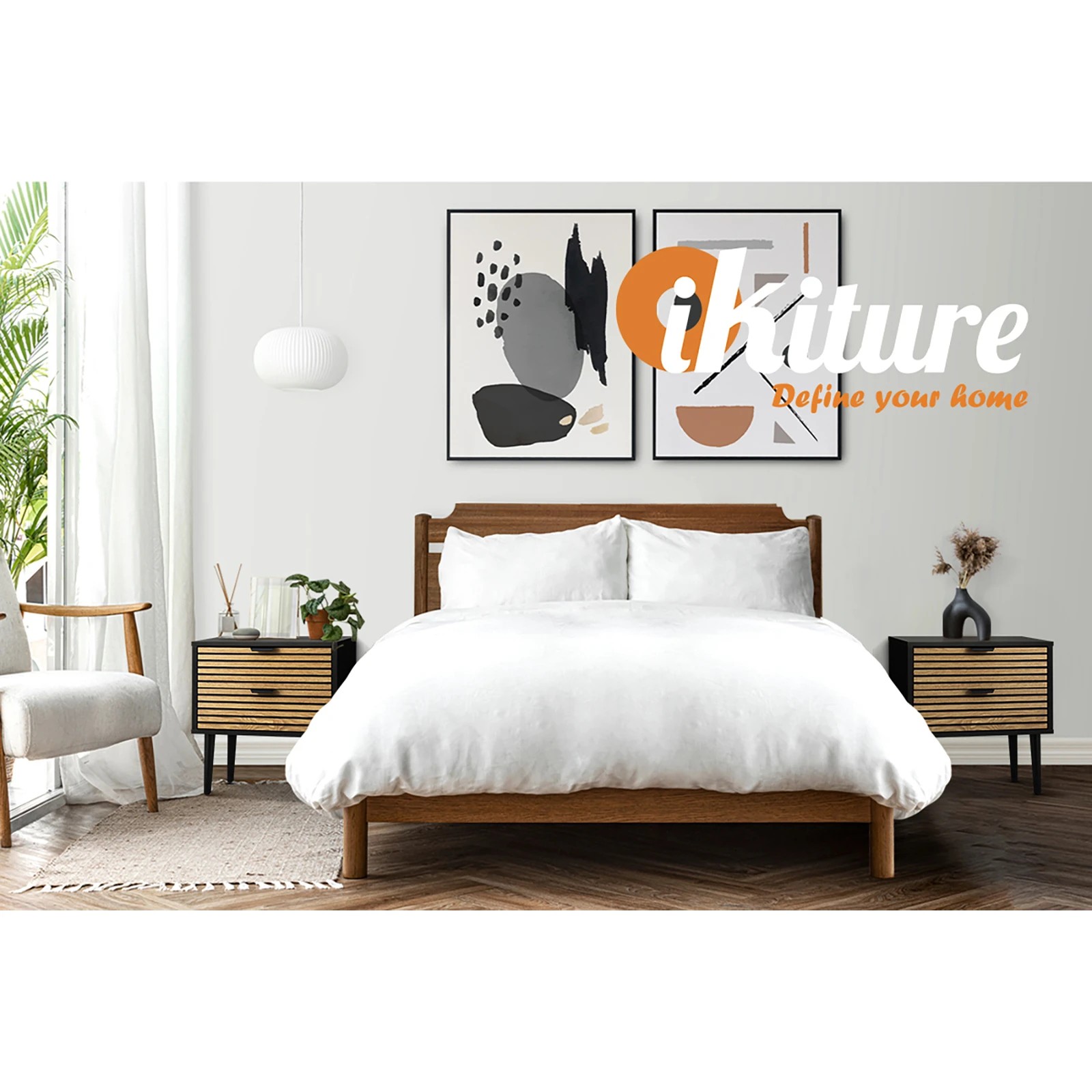 5 Oikiture Bedside Table 2 Drawers Side Table Bedroom Storage Unit
 - Multi, 5 of 10