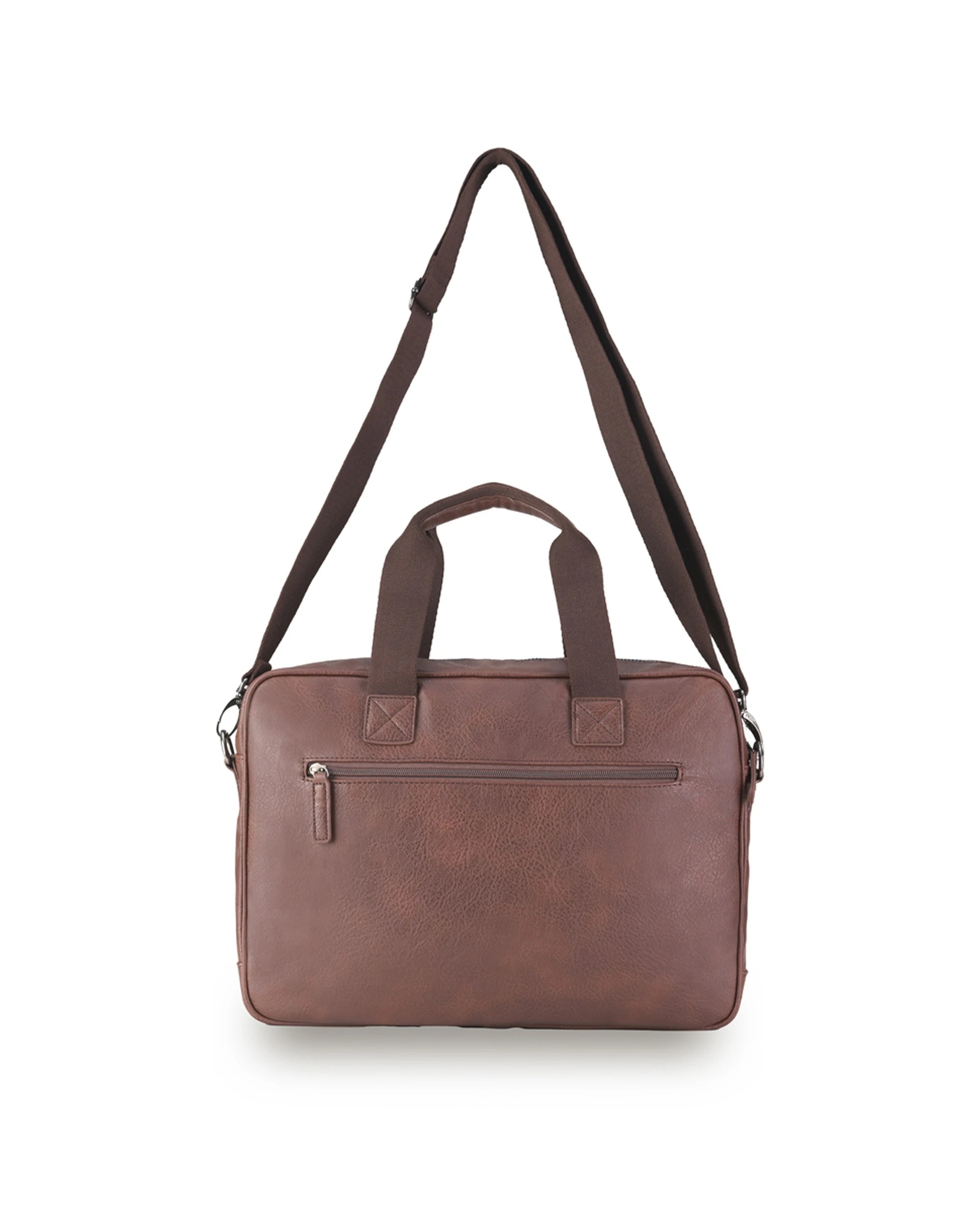 2 Tosca Vegan Leather Briefcase Adjustable Strap - Brown, 2 of 3