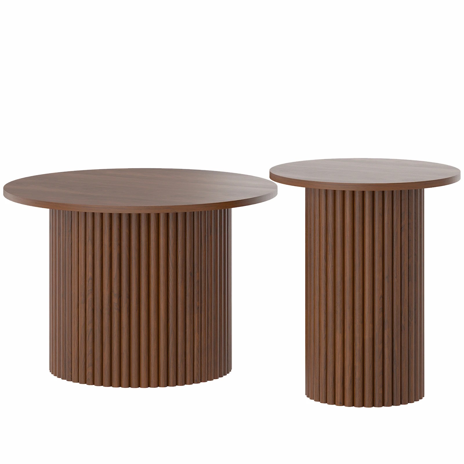 6 Advwin Coffee Table Set of 2  with Fluted Panel - Brown, 6 of 10